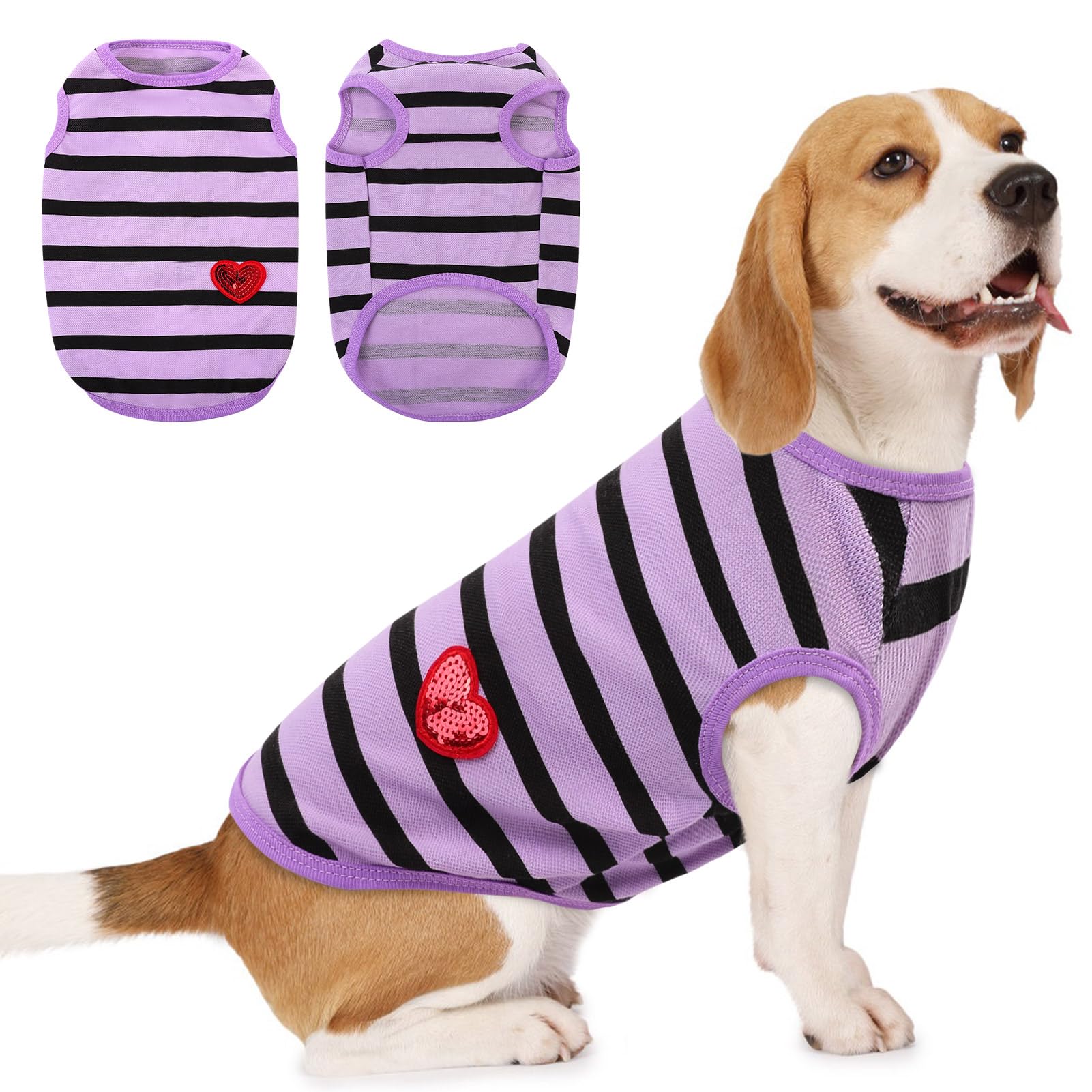 Preferhouse Dog Shirts For Large Dogs, Striped T-Shirts Pets Vest Pet Apparel Tee Shirts Dog Tank Top Spring Summer Suitable For