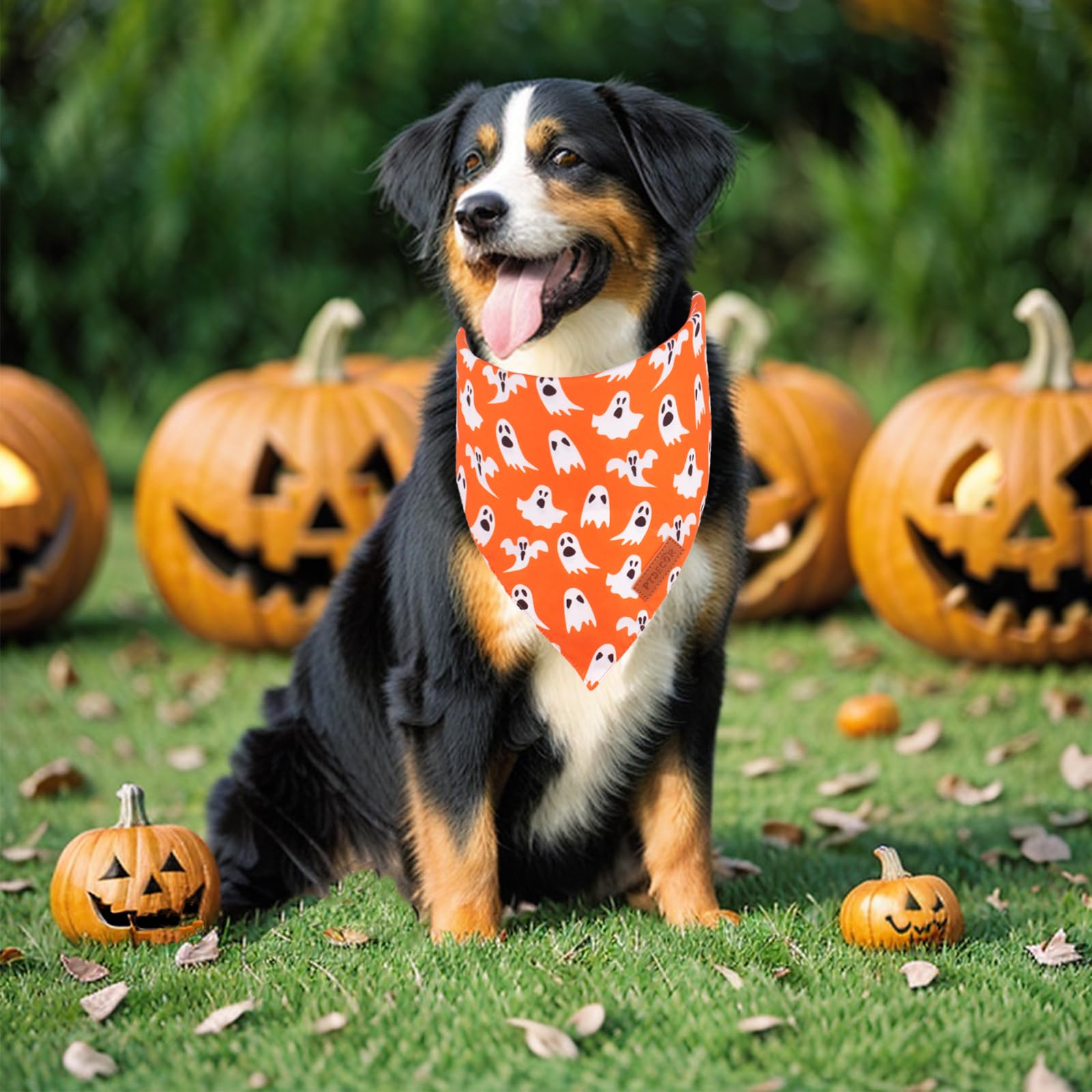 Ptdecor Halloween Dog Bandana, Reversible Holiday Pet Puppy Scarf, Multi Size, Triangle Halloween Bandanas For Medium Large Dogs