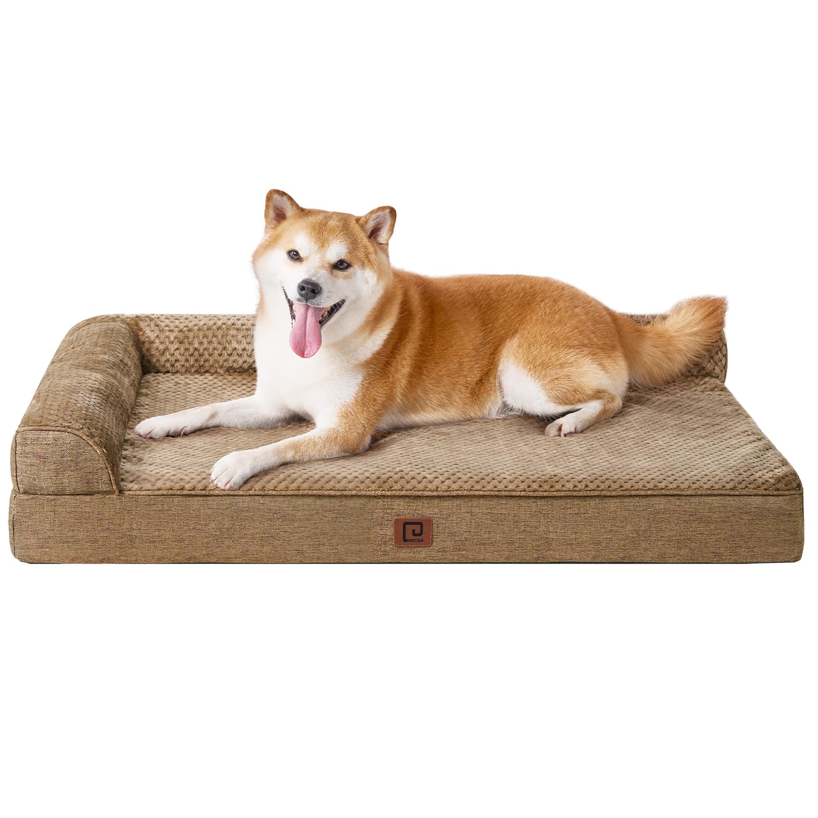 Eheyciga Memory Foam Orthopedic Dog Beds Large Sized Dog, Washable Dog Bed With Waterproof Lining Removable Cover, Dog Sofa Bed With Nonskid Bottom Pet Couch Bed, 36X27 Inches, Camel