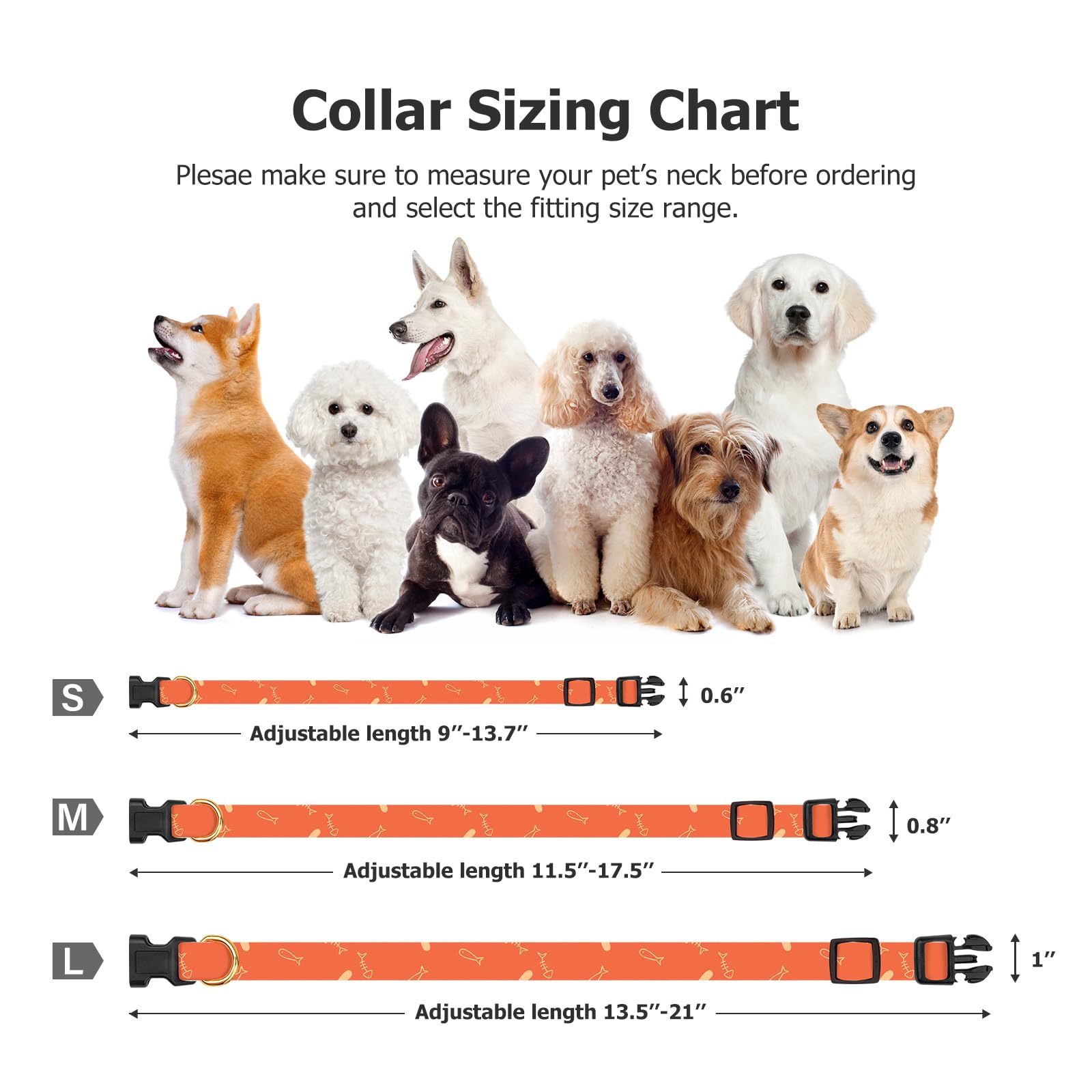 Cotton Handmade Dog Collar Cute And Distinctive Patterns Orange Fish With Pendant For Girl Boy Dogs Collars M