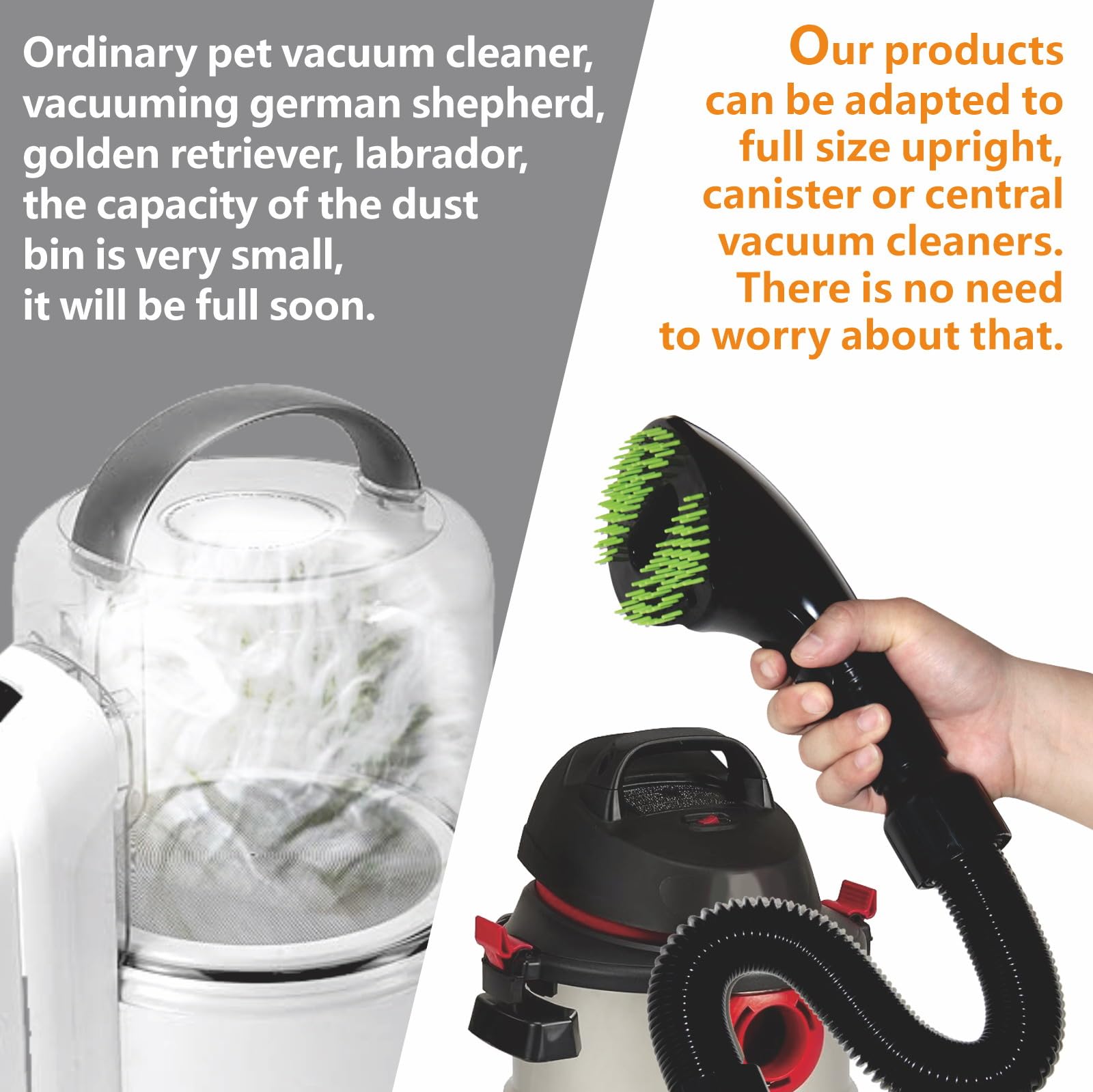 Gforest Pet Vacuum Grooming Comb Brush for Dogs & Cats, Plastic, Black, 1 Count, Model SK-PET-ZW-17