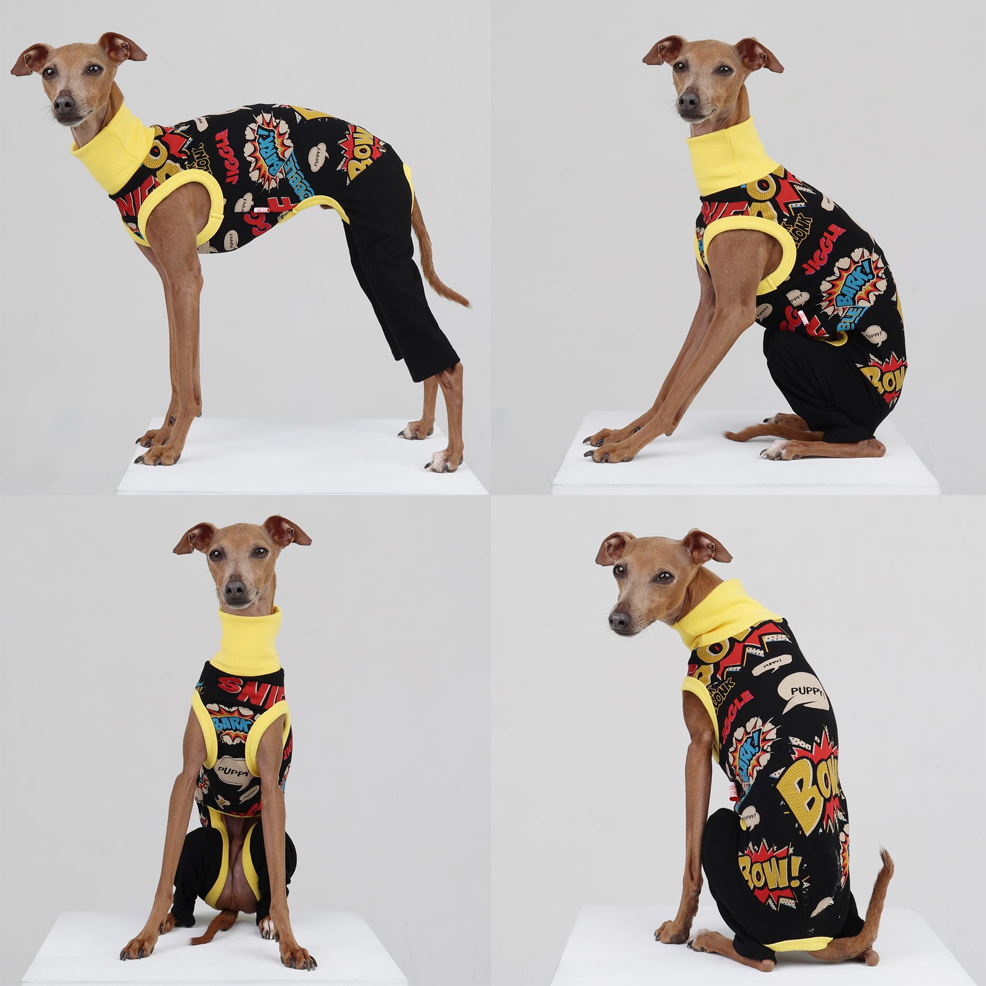 D Doggy Star Italian Greyhound Clothes Stretchable Bow Sleeveless Onesie Whippet For Dog (S,Onesie Bow Black)