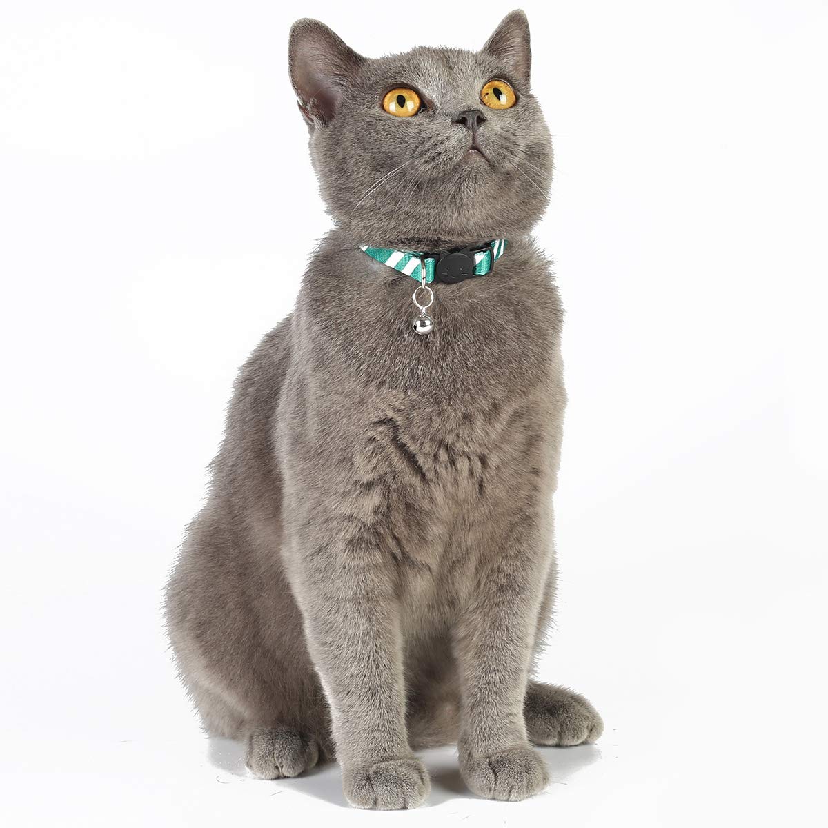 Coomour 2Pcs Halloween Cat Collar Safely Breakaway Magic Stripe Pattern Adjustable Kitty Collars With Cute Bell For Cats Kitten