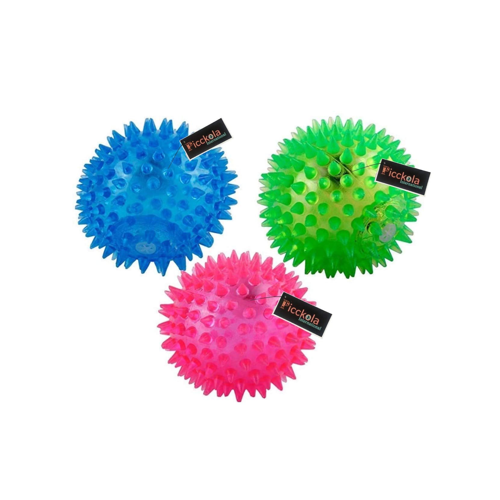 Picckola International Led Squeaky Ball Dog Toy For Dogs, Cats & Puppies Small Size Of Breed (Multi Color) (Pack Of 3)