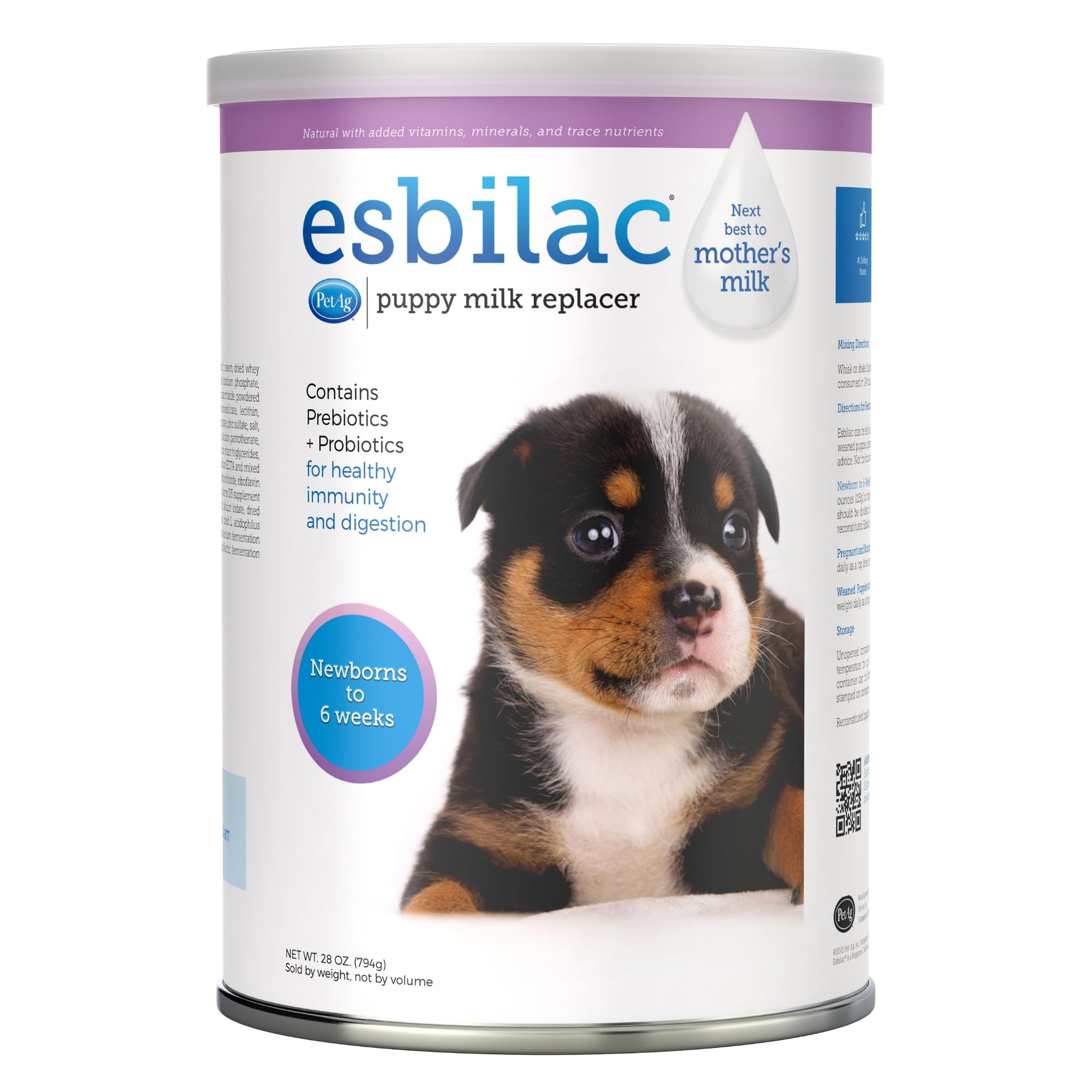 Pet-Ag Esbilac Puppy Milk Replacer Powder - 28 oz - Powdered Puppy Formula with Prebiotics, Probiotics & Vitamins for Puppies Ne