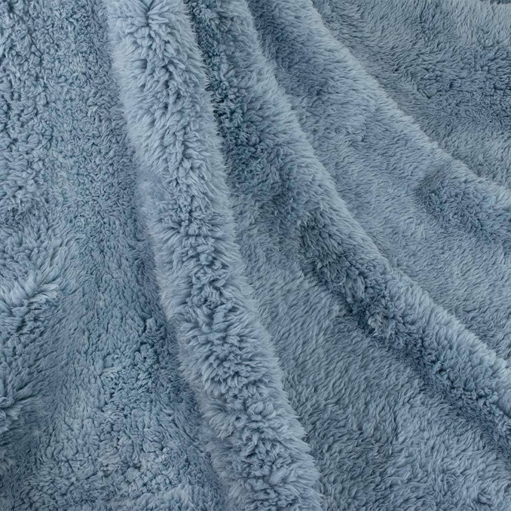 Petami Fluffy Waterproof Dog Blanket For Bed Large Dogs, Soft Warm Pet Sherpa Throw Pee Proof Couch Cover, Reversible Cat Blanket Sofa Crate Kennel Protector, Washable Mat (Dusty Blue, 60X80)