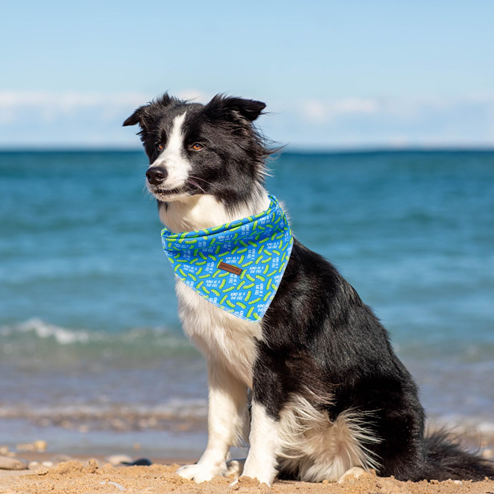 Elegant Little Tail Dog Bandana - Dill Pickles Print Pet Birthday Gift, Boy Bibs Scarf, Soft Adjustable Square Kerchief For Larg