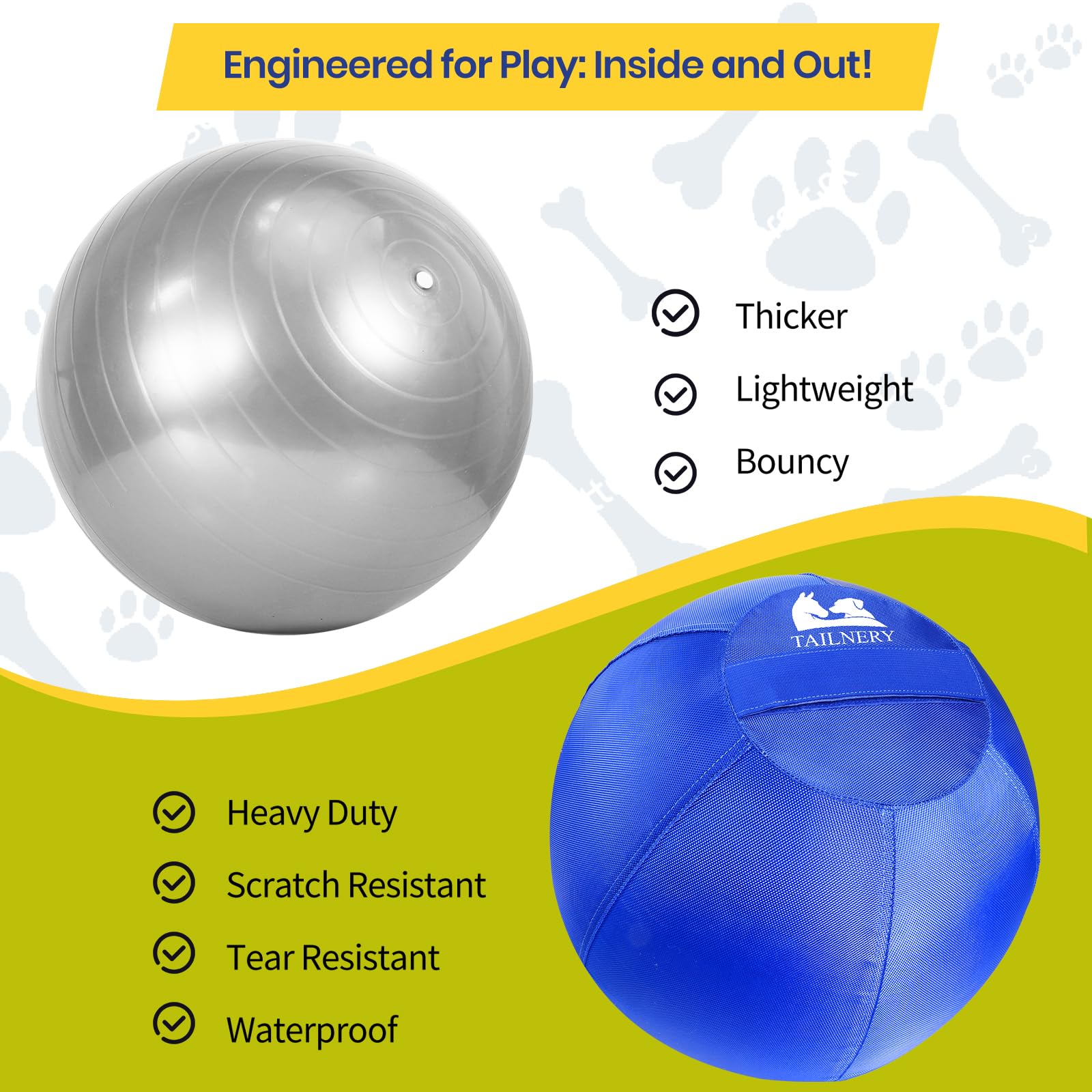 Herding Ball For Dogs - 25'' Durable Dog Herding Ball With Cover - Double Protection With Hook And Loop - Ideal For Medium To La