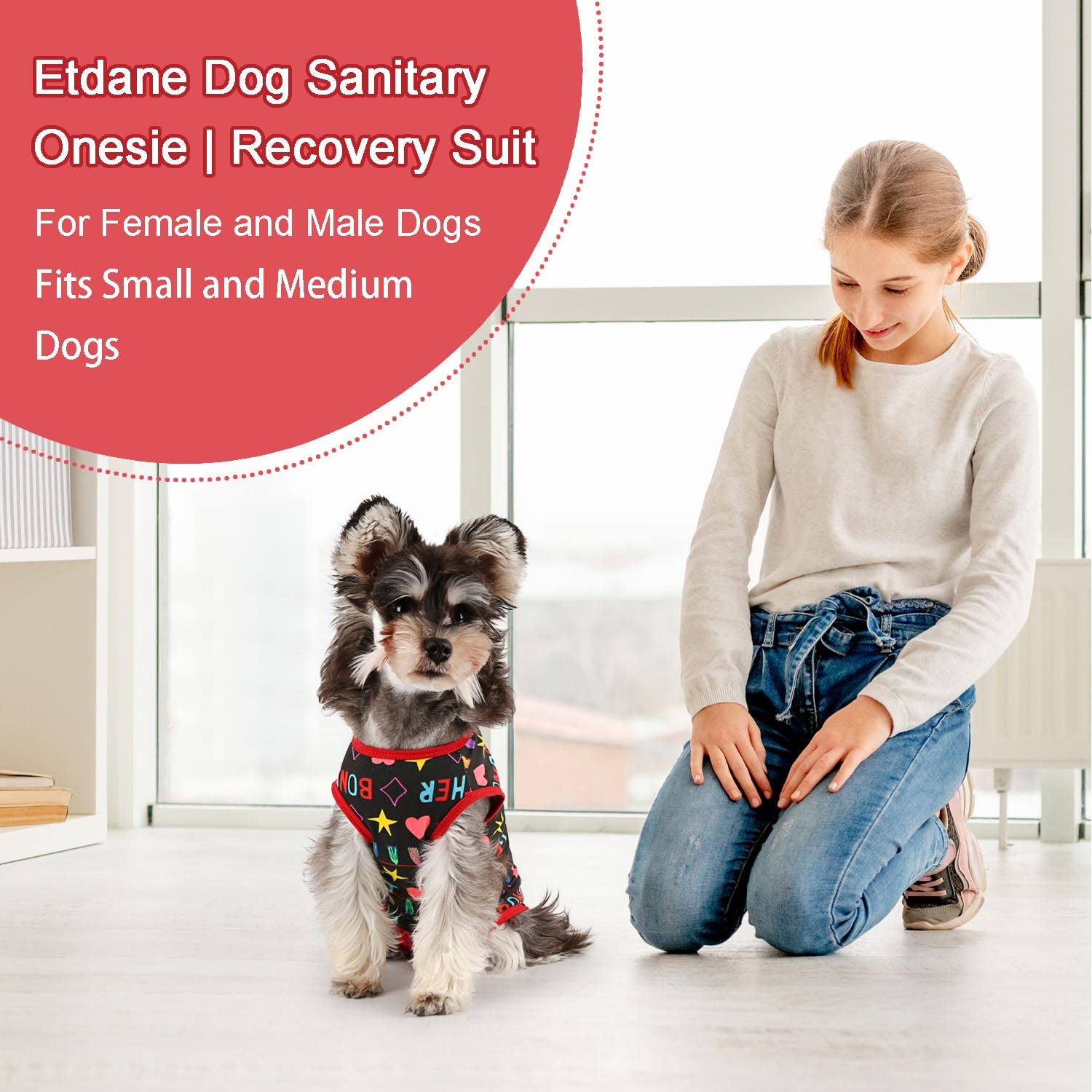Etdane Dog Period Diapers Small Dog Period Suit Dog Sanitary Panties For Male Female Dogs Diaper Cover For Heat Black/M