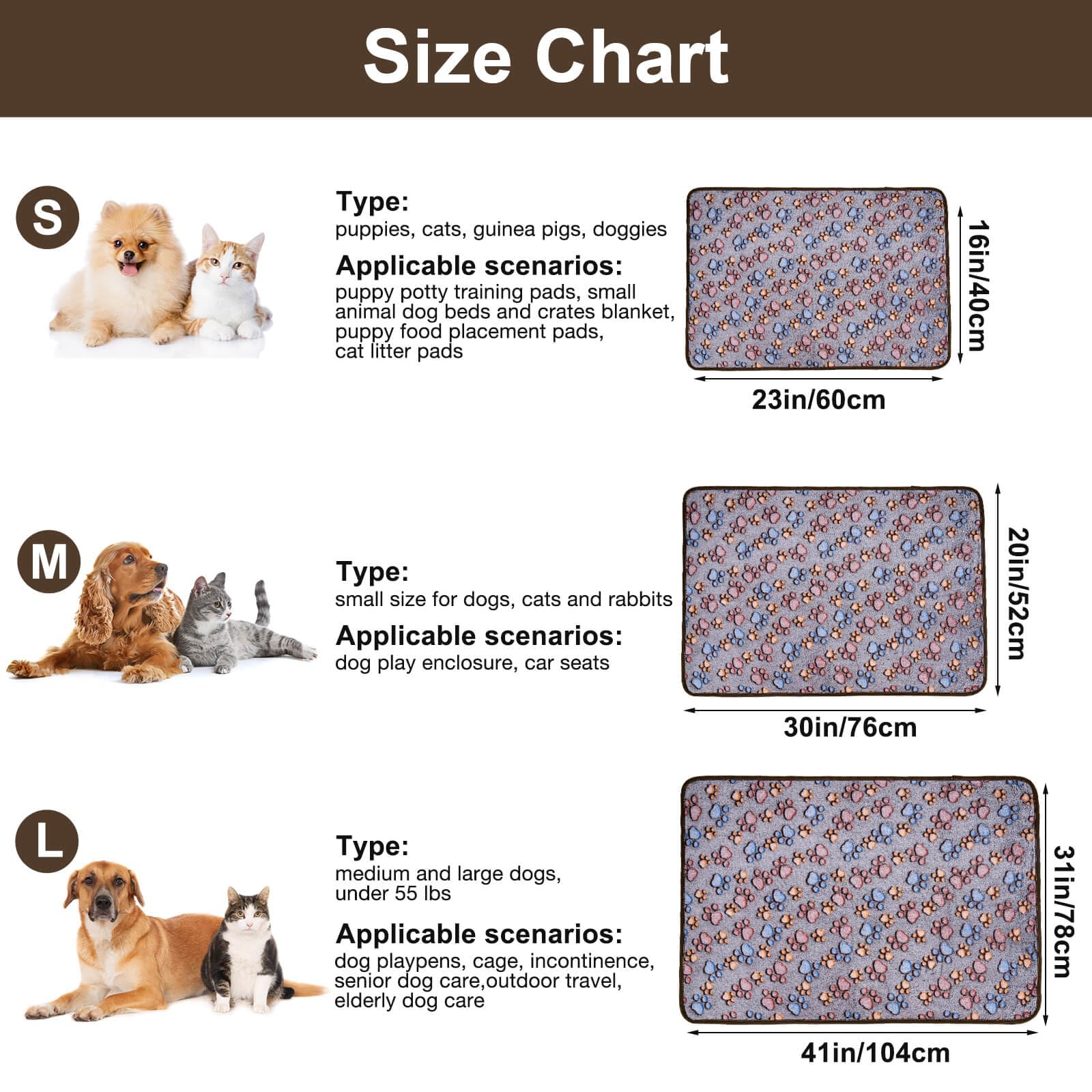 Dono 1 Pack 3 Pink Dog Blankets For Small Dogs, Soft Fluffy Paw Print Pattern Fleece Pet Blanket Warm Sleep Mat, Puppy Kitten Bl