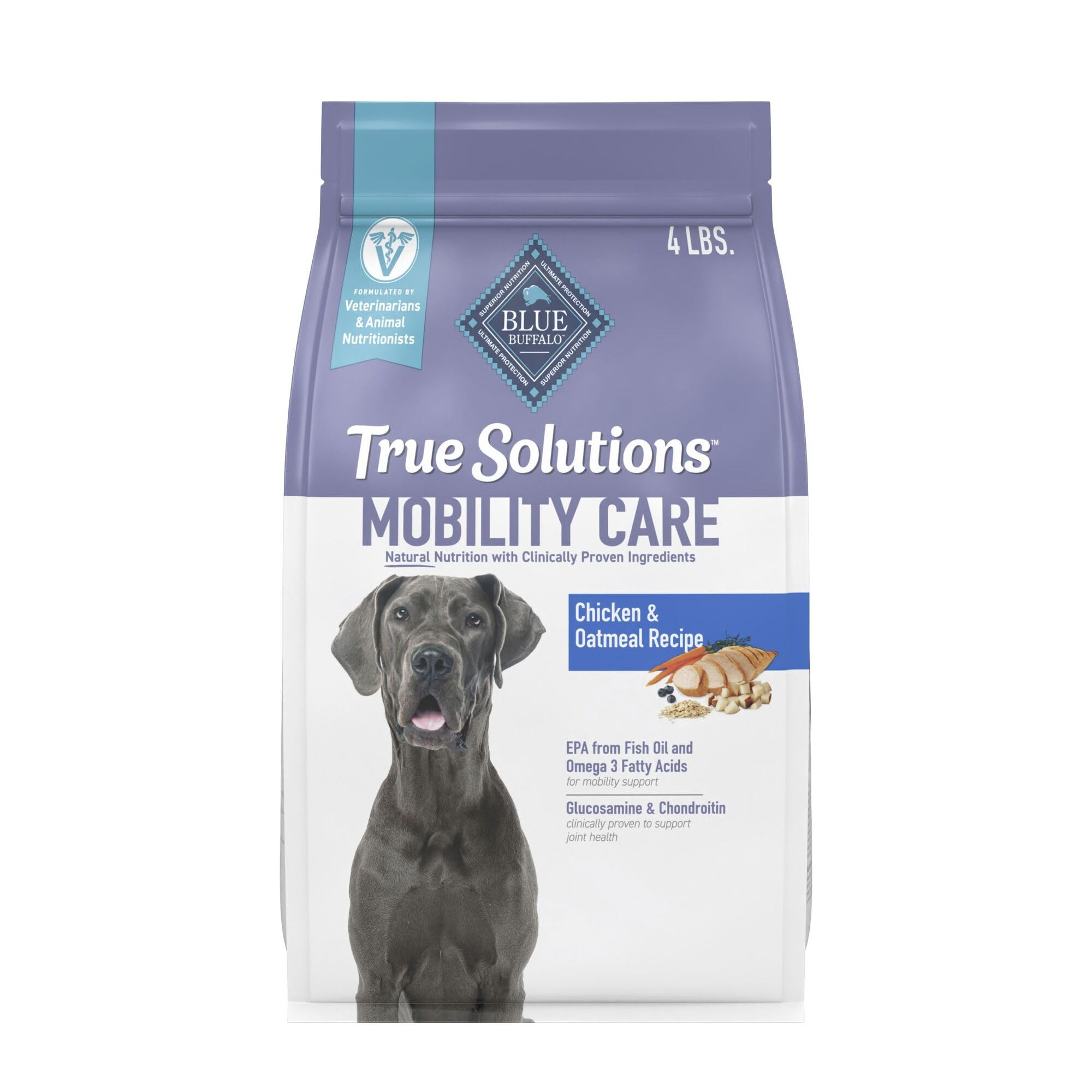 Blue Buffalo True Solutions Mobility Care Natural Dry Dog Food for Adult Dogs, Chicken, 4-lb. Bag
