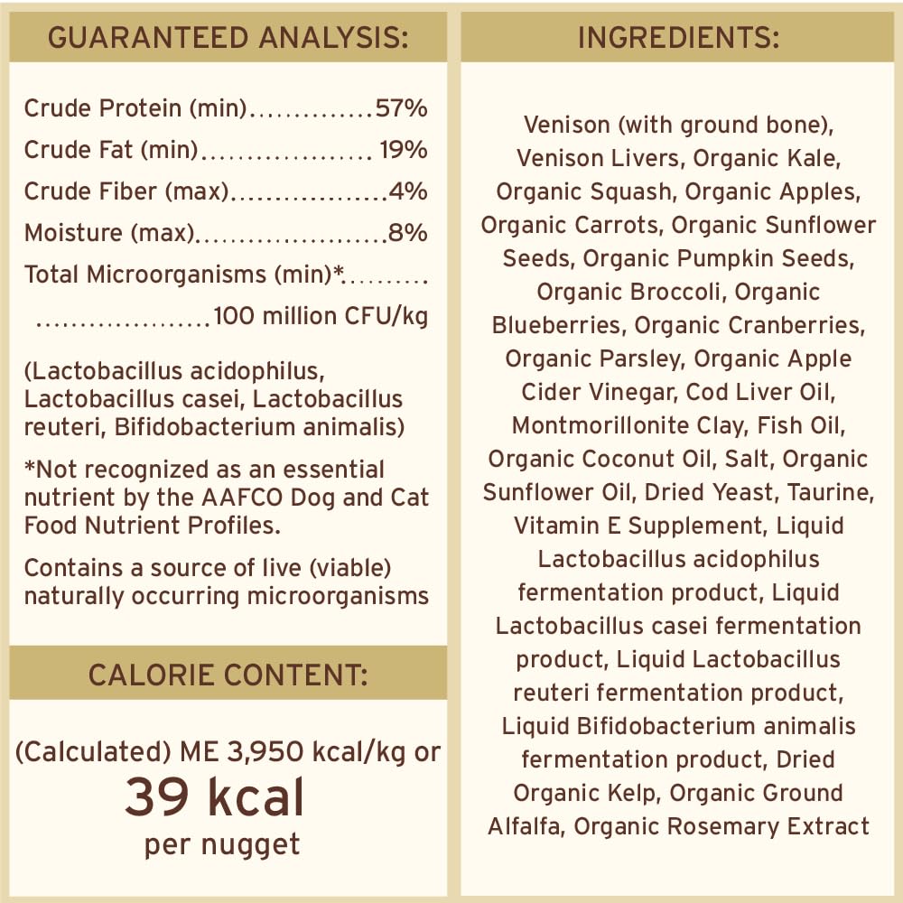 Primal Freeze Dried Raw Cat Food Nuggets Venison, Complete & Balanced Meal or Topper, Premium, Healthy, Grain Free, High Protein