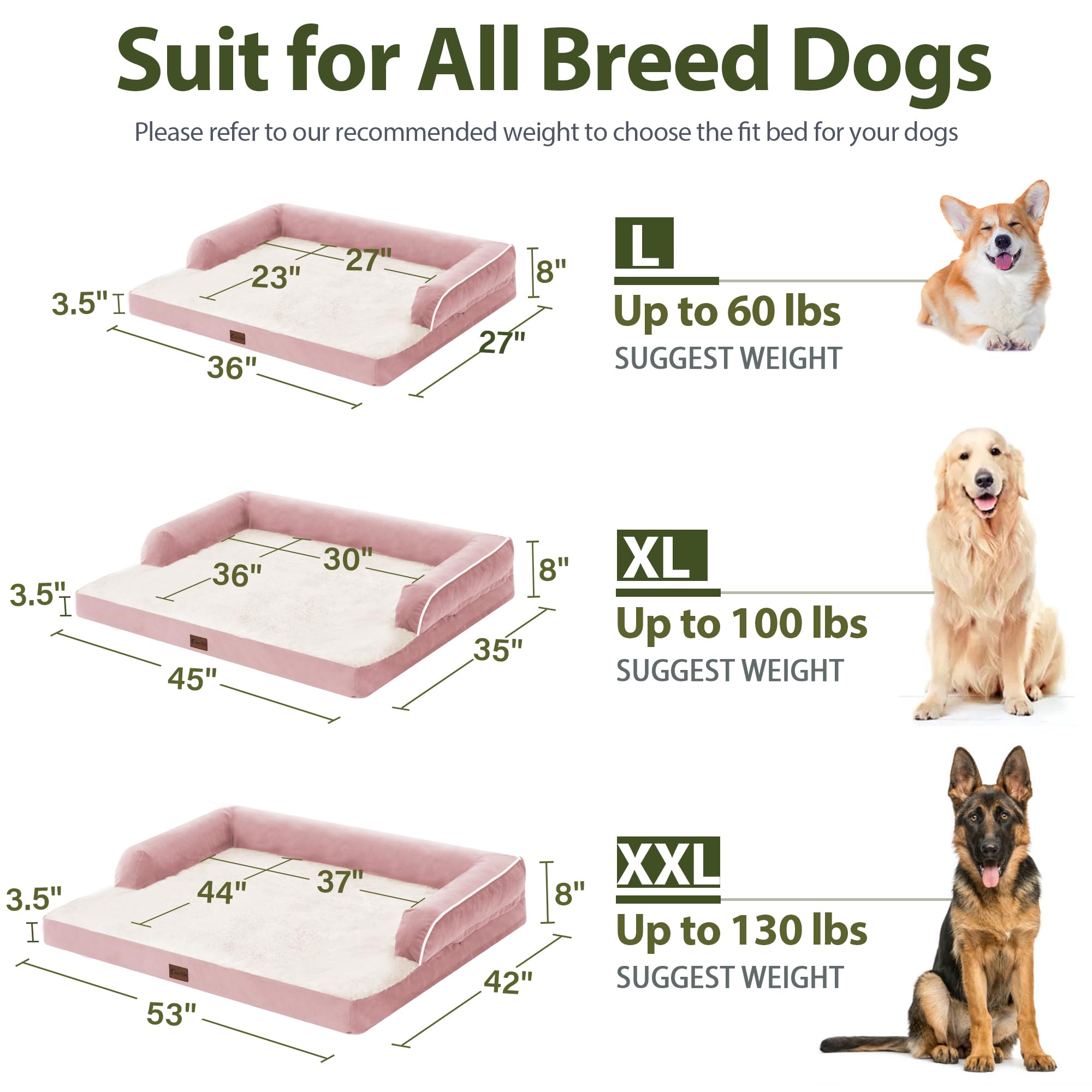 Casa Paw Orthopedic Bed for Extra Large Dogs, Waterproof XLarge Memory Foam Couch With Comfy Bolster, Removable Washable Cover a
