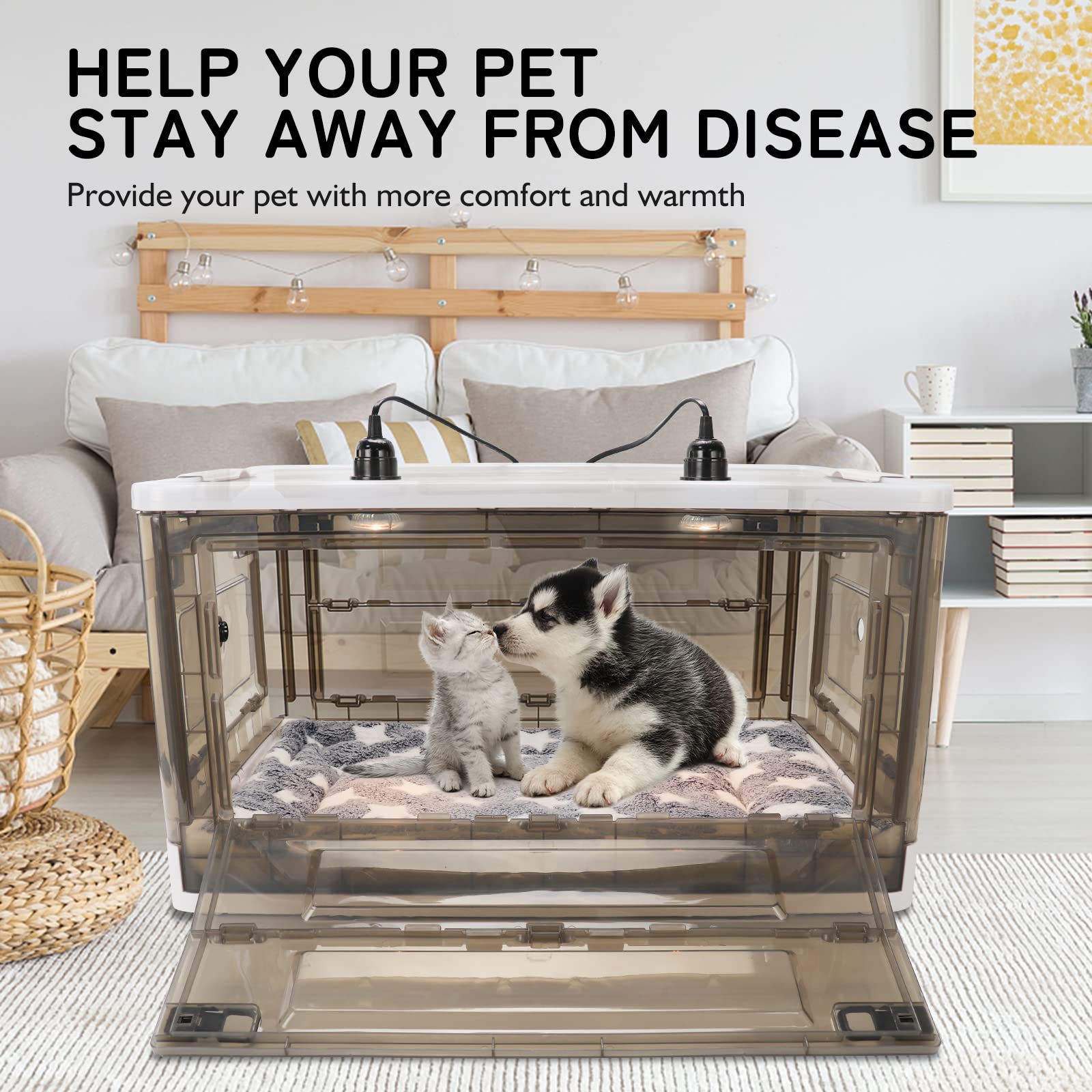 Hkdq Puppy Incubator - Kitten & Puppy Incubator With Heating & Bed Mat (55L)