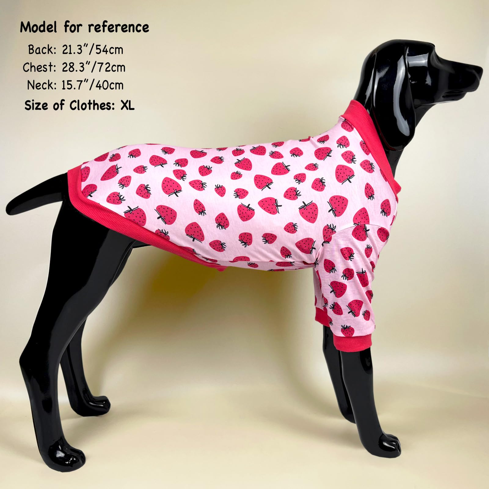 D.E.E Dog Shirt For Large Dogs Summer Cotton Dog Clothes Lightweight Tank Top Female Big (Strawberry, 3Xl)