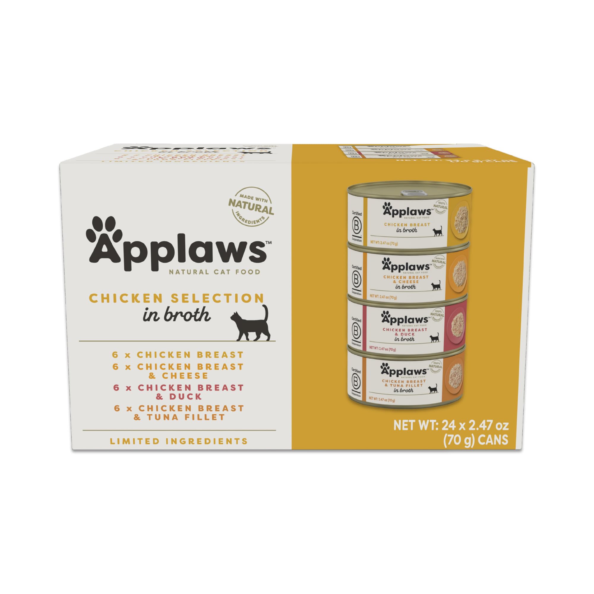 Applaws Natural Wet Canned Cat Food, Made with Limited and Natural Ingredients, Real Protein with No Artificial Additives, Chick