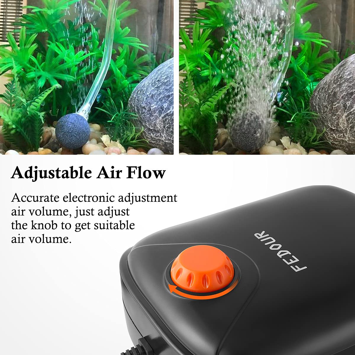 Fedour 4W/5W/8W Aquarium Corded Electric Air Pump, 96Gph/160Gph/256Gph Dual Outlets 4 Outlets Oxygen Pump, Ultra Quiet Aquarium