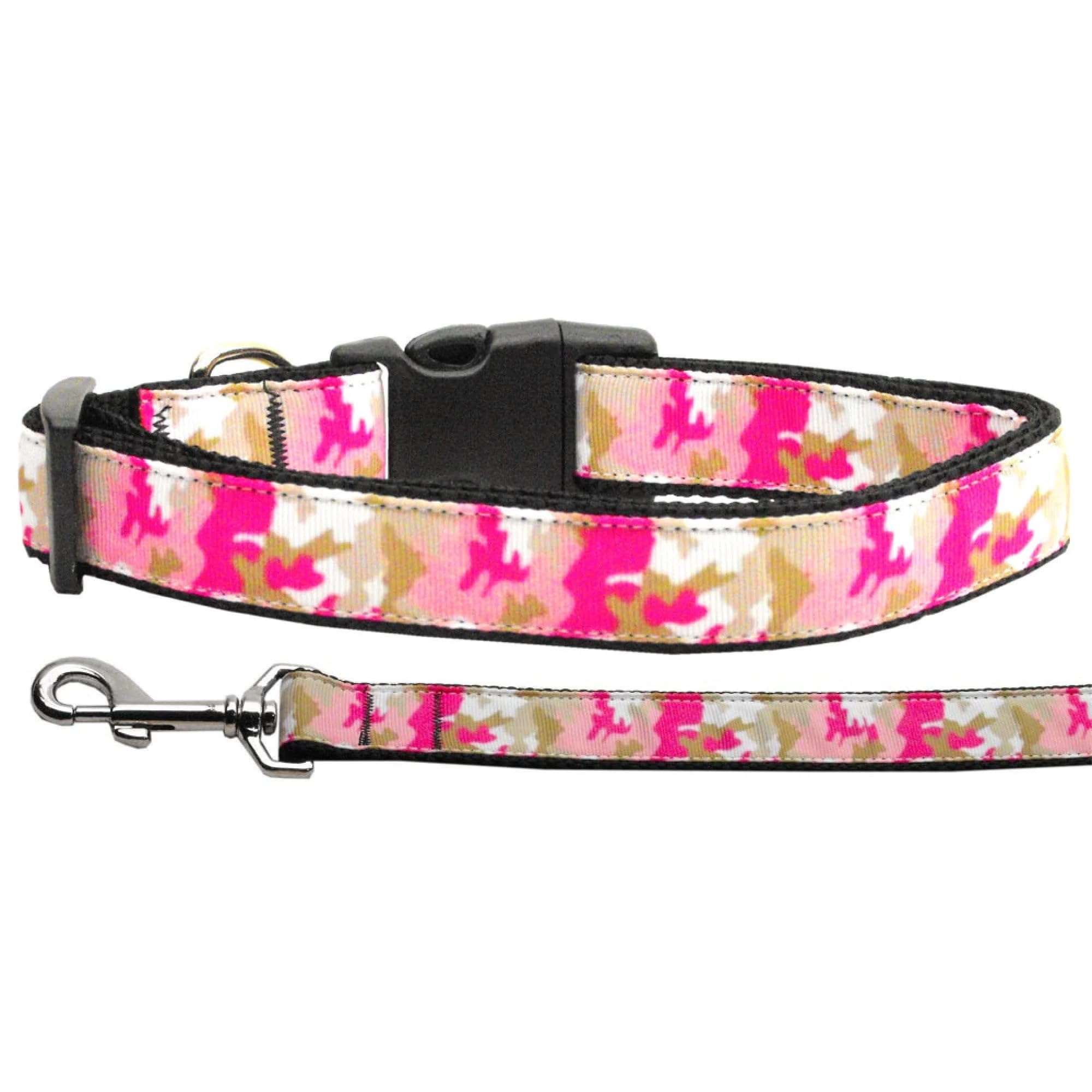 Pet Dog & Cat Nylon Collar or Leash, Prettypink Camo Cat Collar