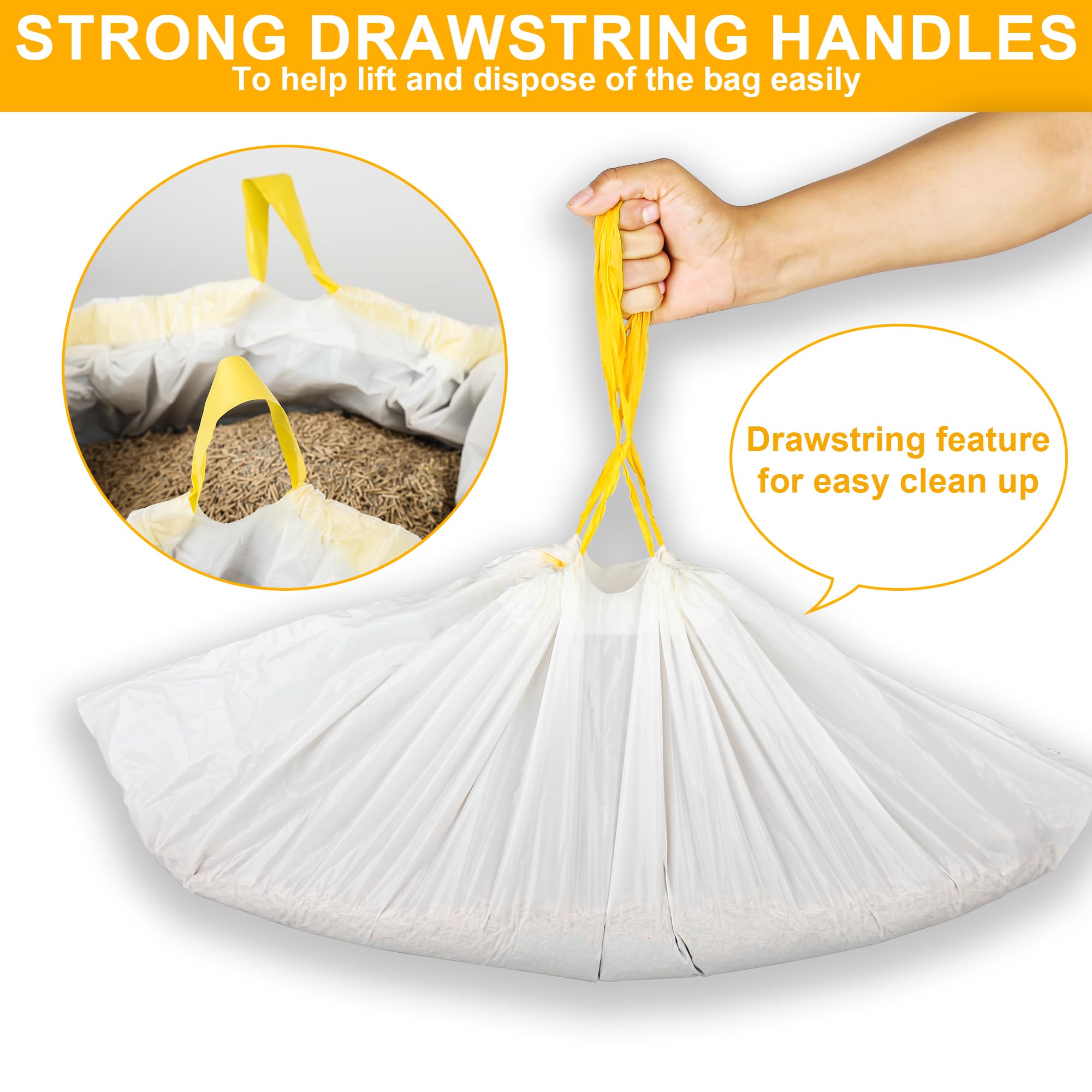 60 Count Cat Litter Pan Liners - Super Thick, Heavy Duty 29.6''X12.6'' Cat Litter Bags, Unscented, Compatible With Cleanpethome