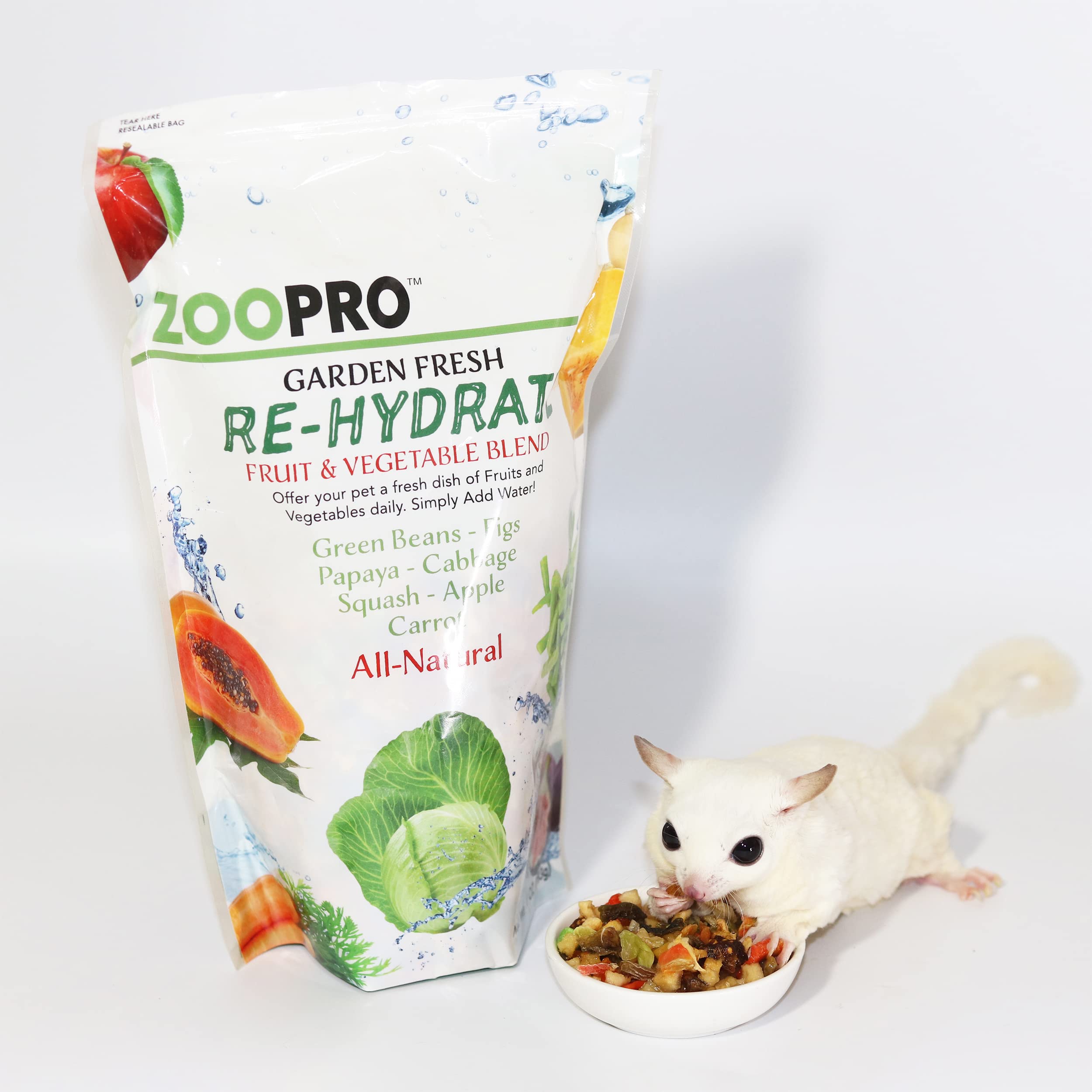 Exotic Nutrition Garden Fresh Re-Hydrate - High Calcium Dried Fruit & Vegetable Mix - for Sugar Gliders, Marmosets, Parrots, Con