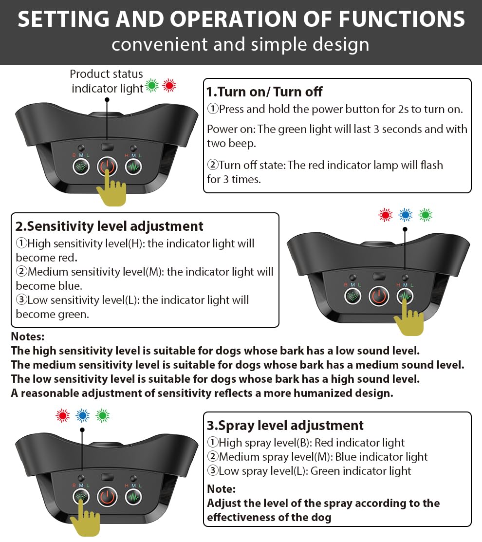 Citronella Dog Bark Collar, No Shock Training Spray Collar For Dogs, Waterproof Ip65, Small Medium Large Dogs (Not Included Spra