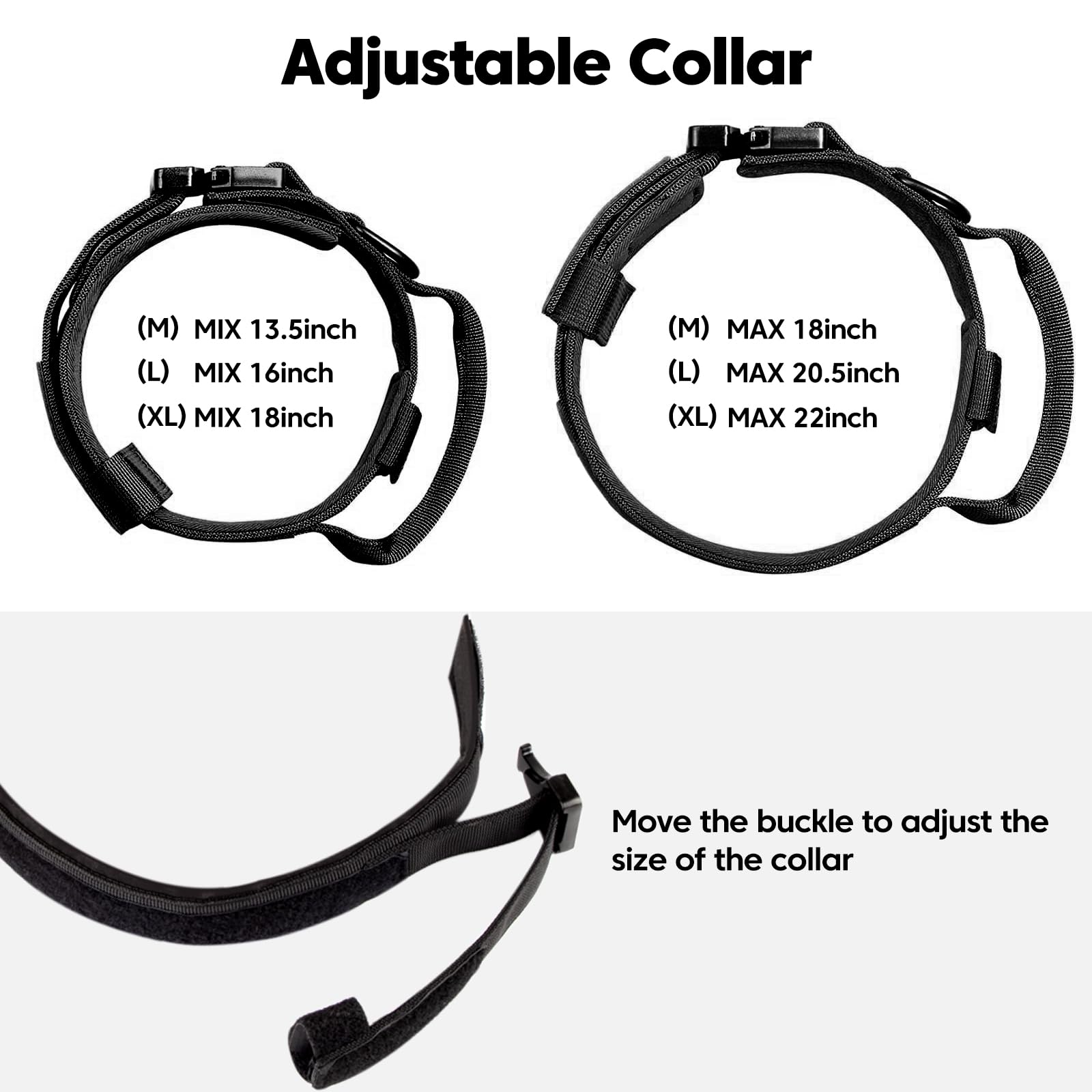 Tactical Military Dog Collar - Adjustable Nylon With Control Handle & Heavy Metal Buckle For Medium & Large Dogs - Airtag Case (