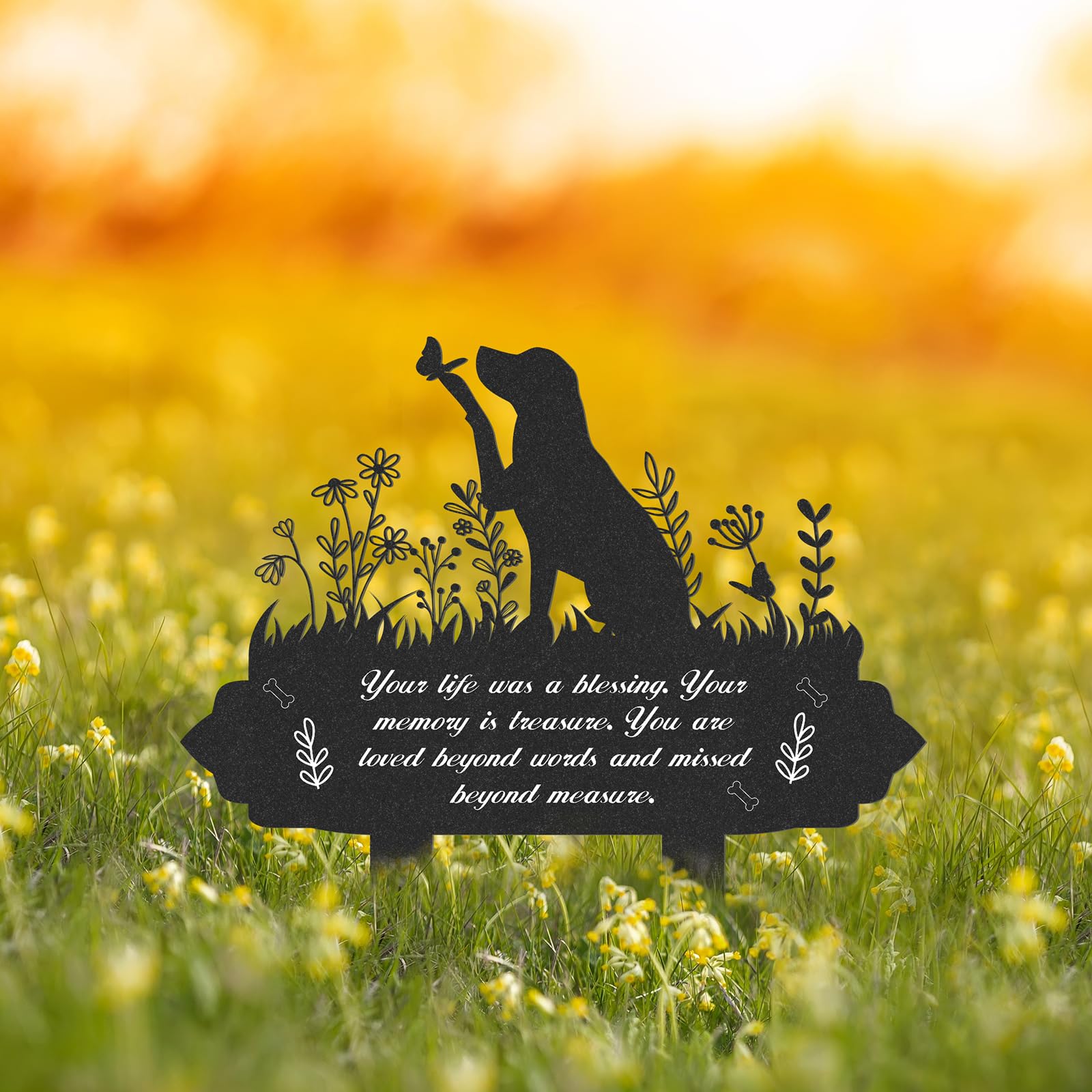 Rngmsi Memorial Pet Grave Markers, Metal Dog Markers Garden Grave Decorations For Cemetery, Waterproof Stakes Plaque Pets Headst
