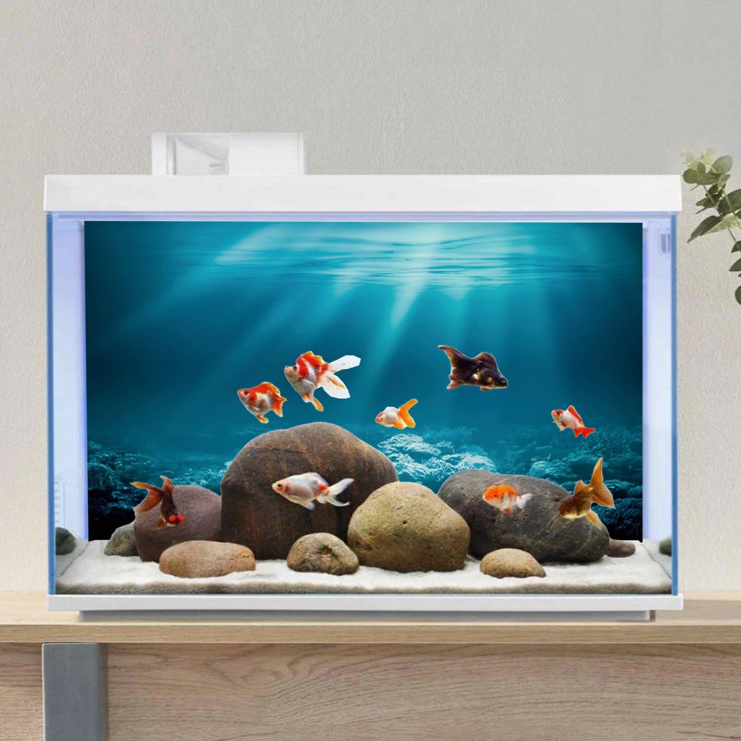 Awert 30X18 Inches Undersea Theme Aquarium Background Sunshine Underwater World Fish Tank Background Durable Polyester Backgroun