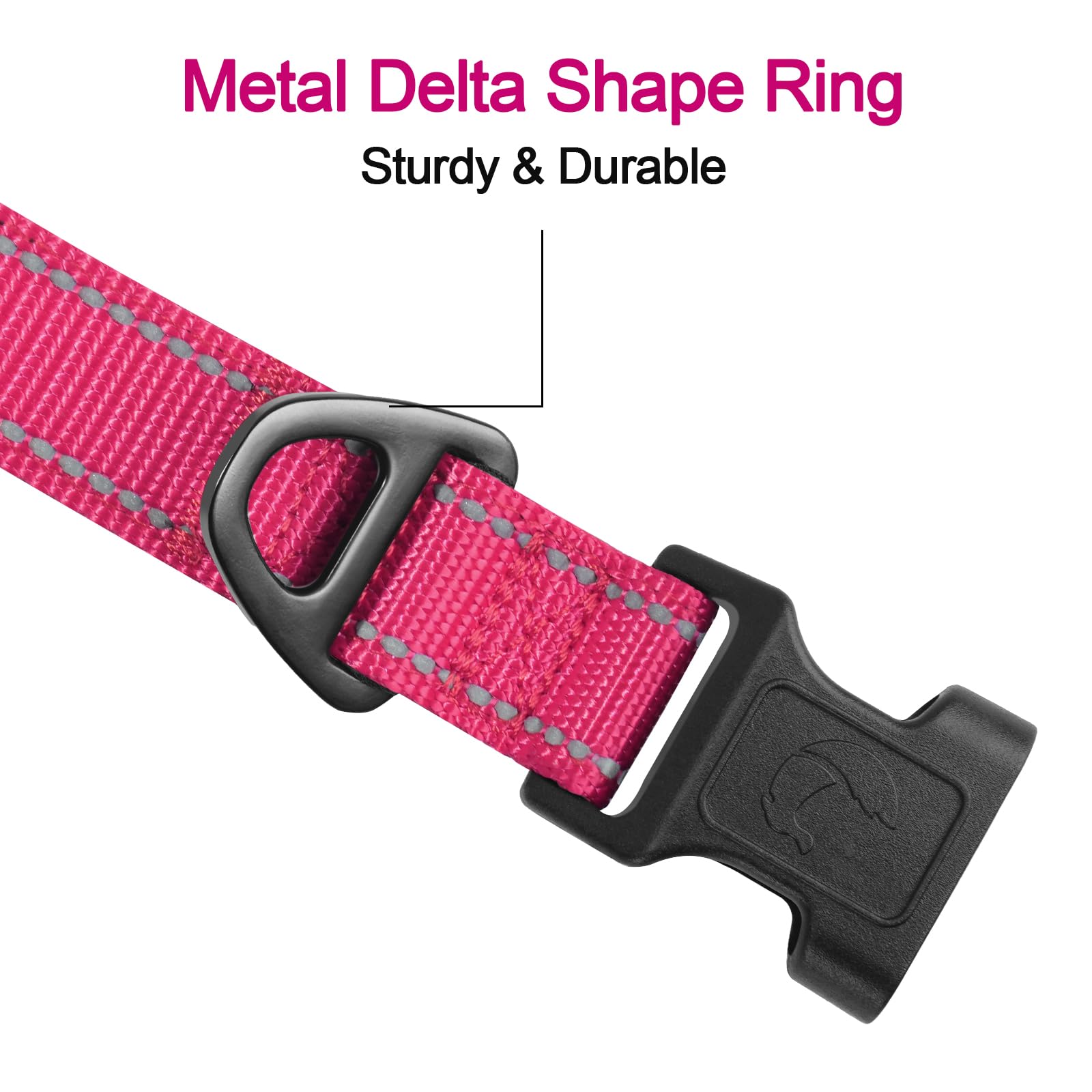 Joytale Reflective Dog Collar,Soft Neoprene Padded Breathable Nylon Pet Collar Adjustable For Extra Large Dogs,Hotpink,Xl