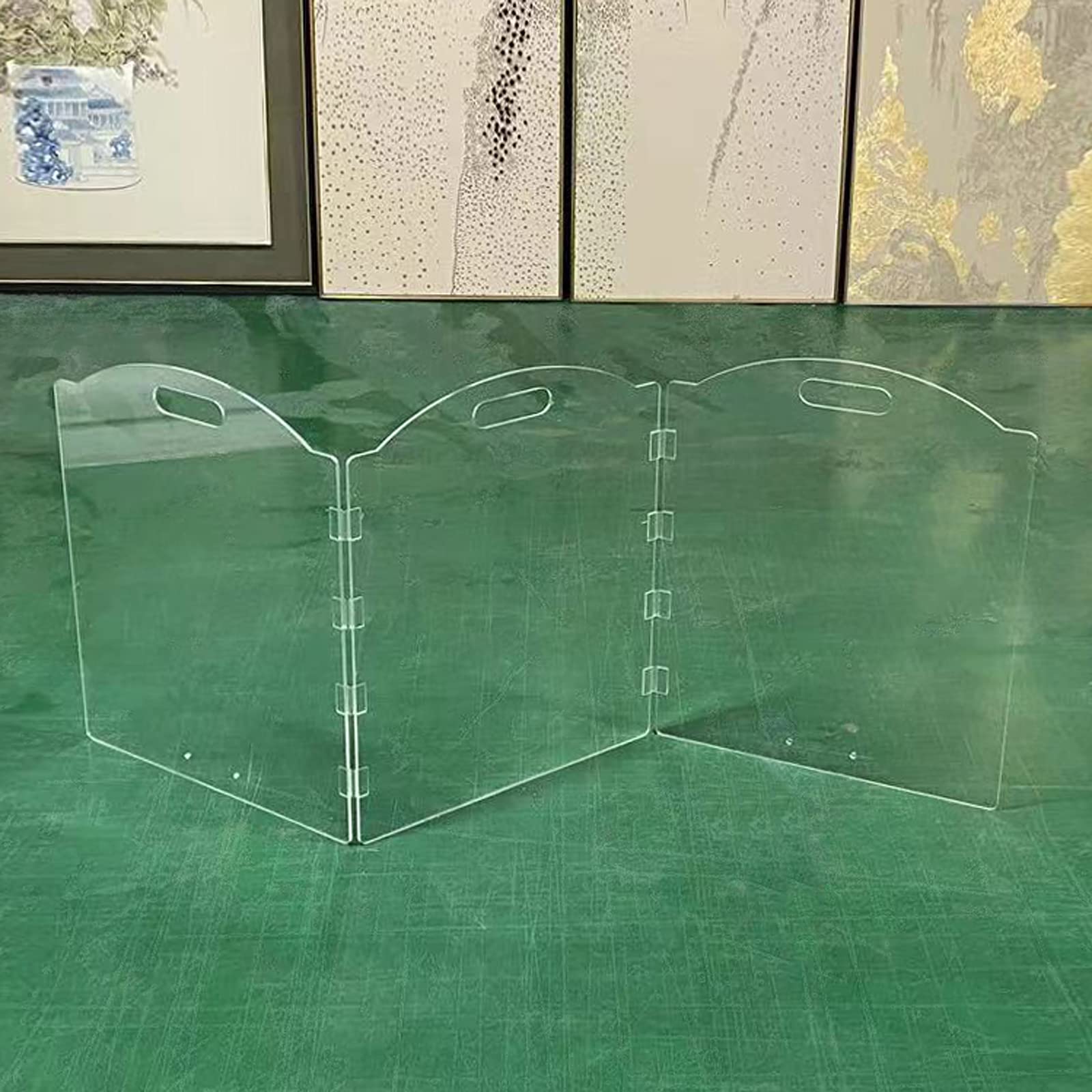 Feoyoho Clear Acrylic 3-Panel Freestanding Dog Gate - 60''W x 24''H, Folding Barrier for Indoor Use, Ideal for Dogs and Cats