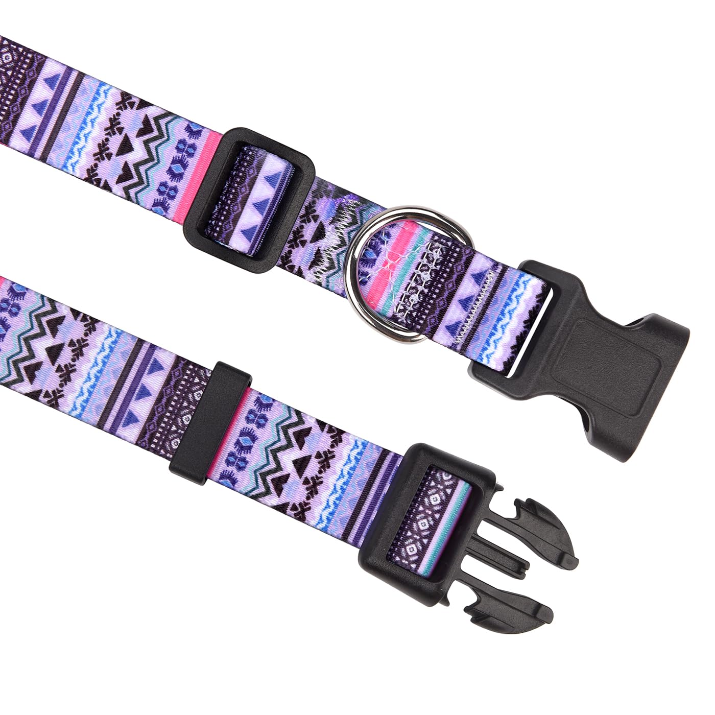 Mihqy Dog Collar With Bohemia Floral Tribal Geometric Patterns - Soft Ethnic Style Collar Adjustable For Small Medium Large Dogs(Purple Bohemia,Xs)