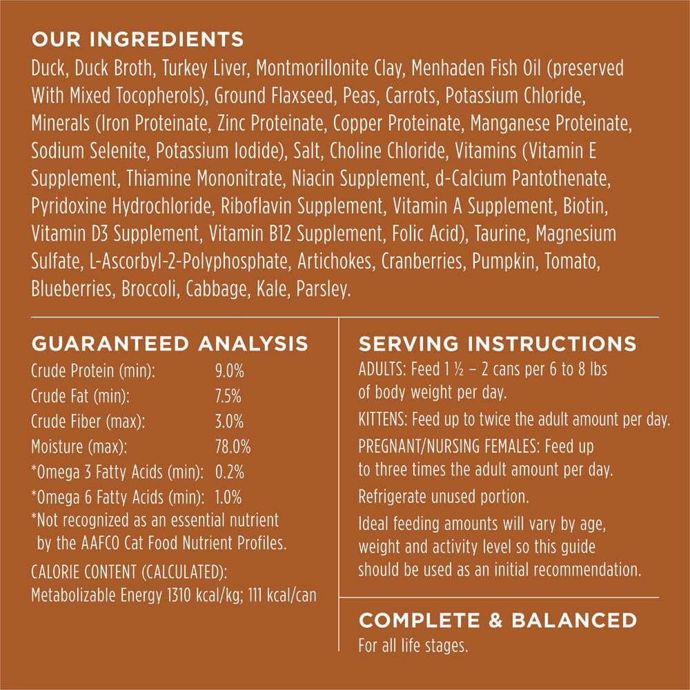 Instinct Original Grain Free Real Duck Recipe Natural Wet Canned Cat Food, 3 oz. Cans (Case of 24)