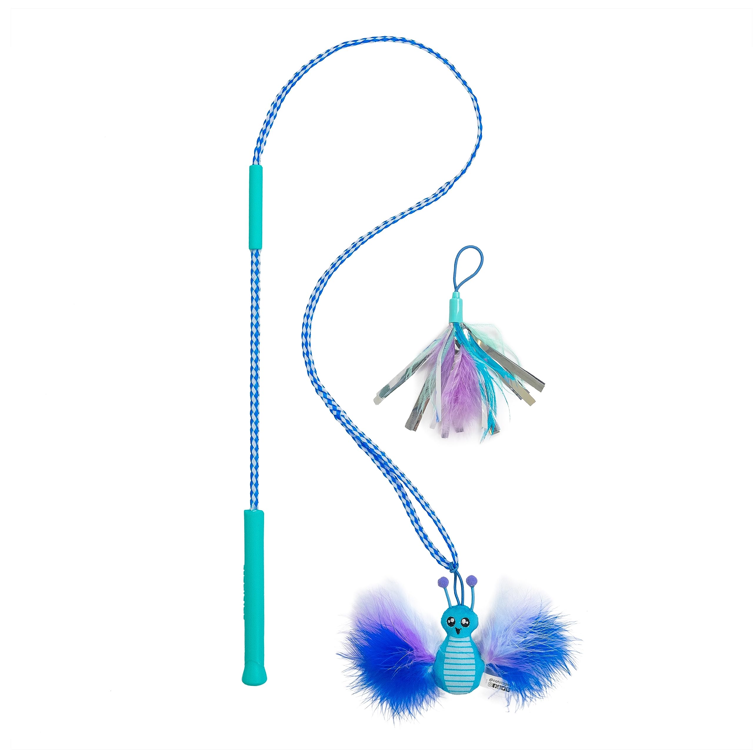 Catstages Tail Teaser Air Prey Play Wand with Catnip Toy Attachments Interactive Cat Wand