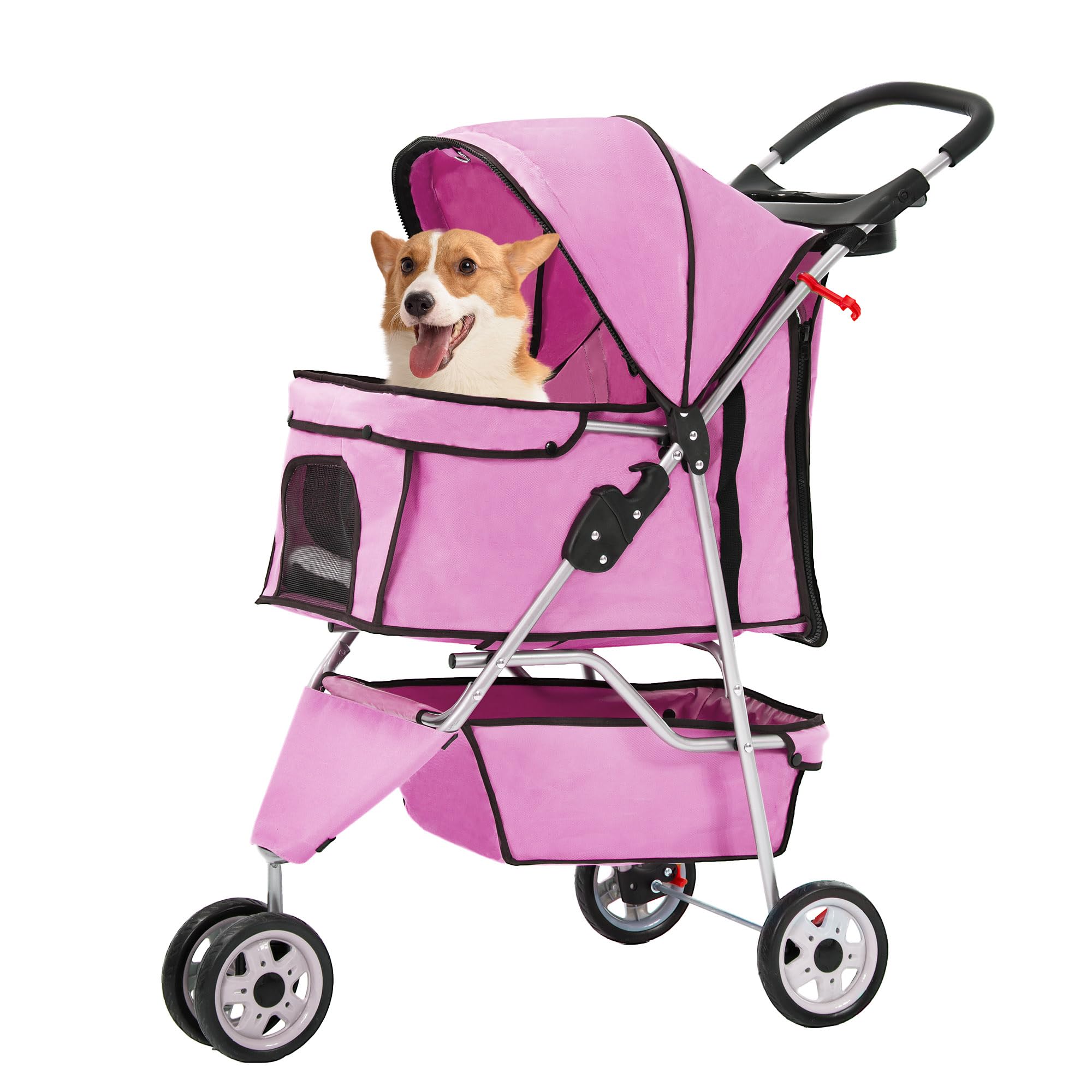 FDW Pet Stroller Foldable Dog Stroller 3-Wheel Durable Cat Jogger Stroller for Small and Medium Dogs Cats with Washable Liner St