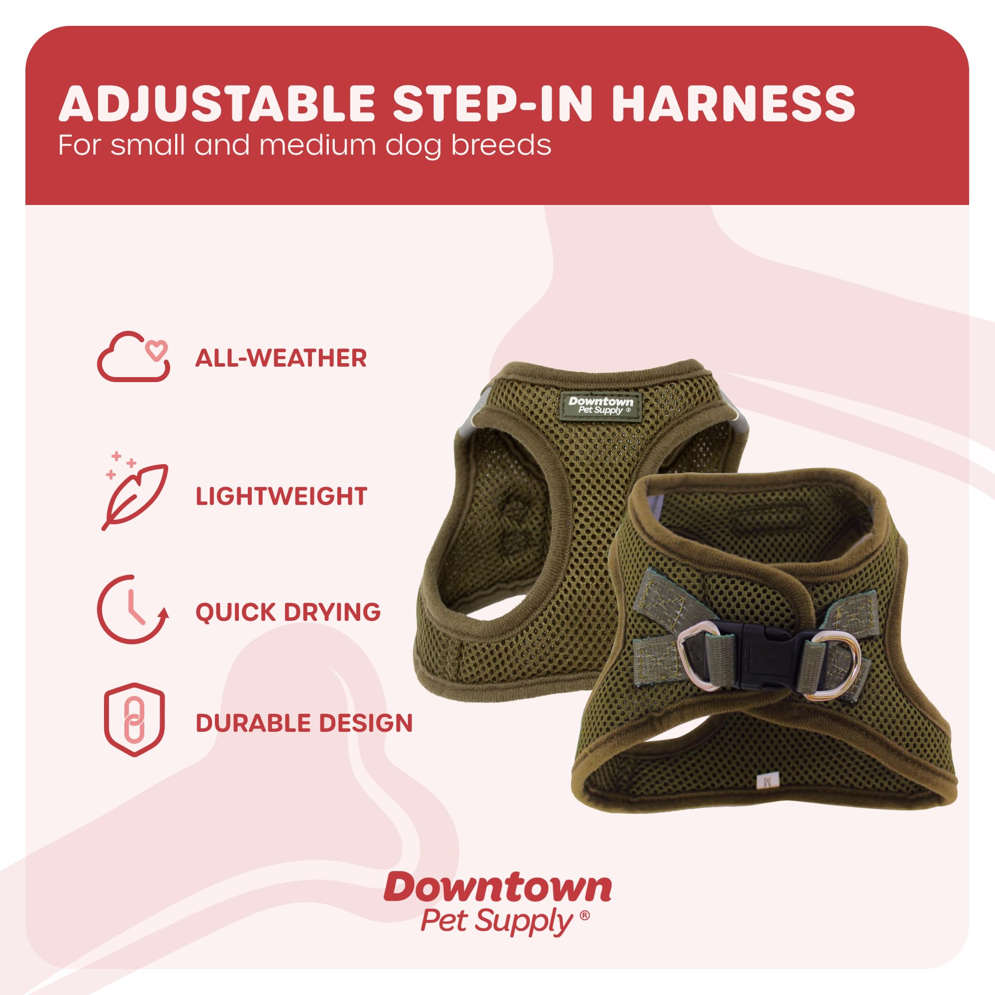 Downtown Pet Supply Step In Dog Harness For Teacup Dogs & Cats No Pull, Xx-Small, Hunter Green - Adjustable Harness With Padded