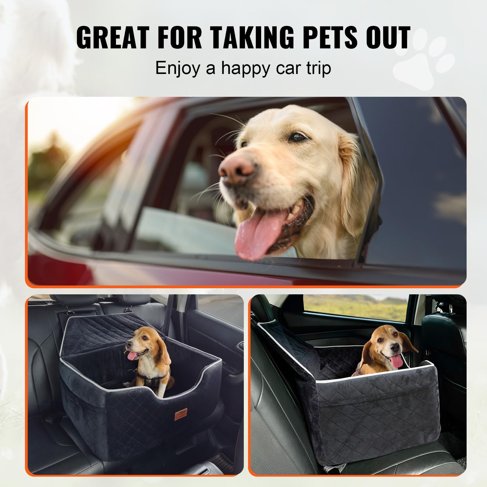 Vevor Dog Booster Car Seat Pet Car Seat For Medium Large Dog Up To 55 Lbs Black