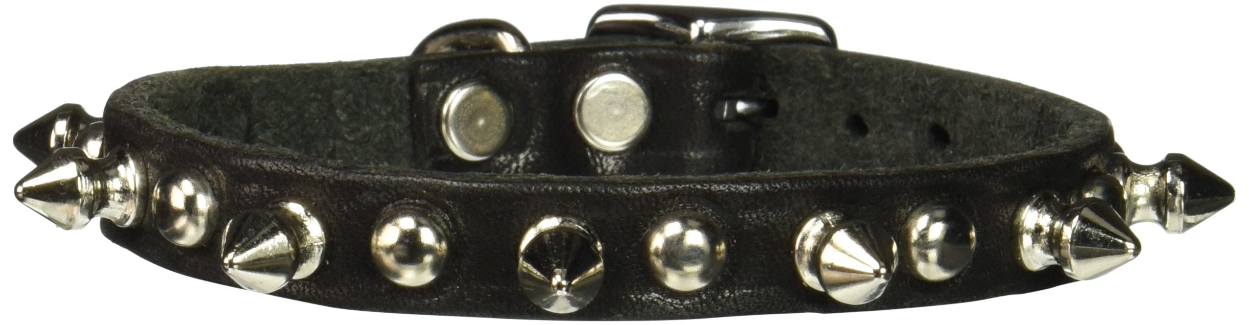 Omnipet 12Lks-Bk14 Spiked & Studded Latigo Leather Dog Collar, Black, 1/2' X 14'