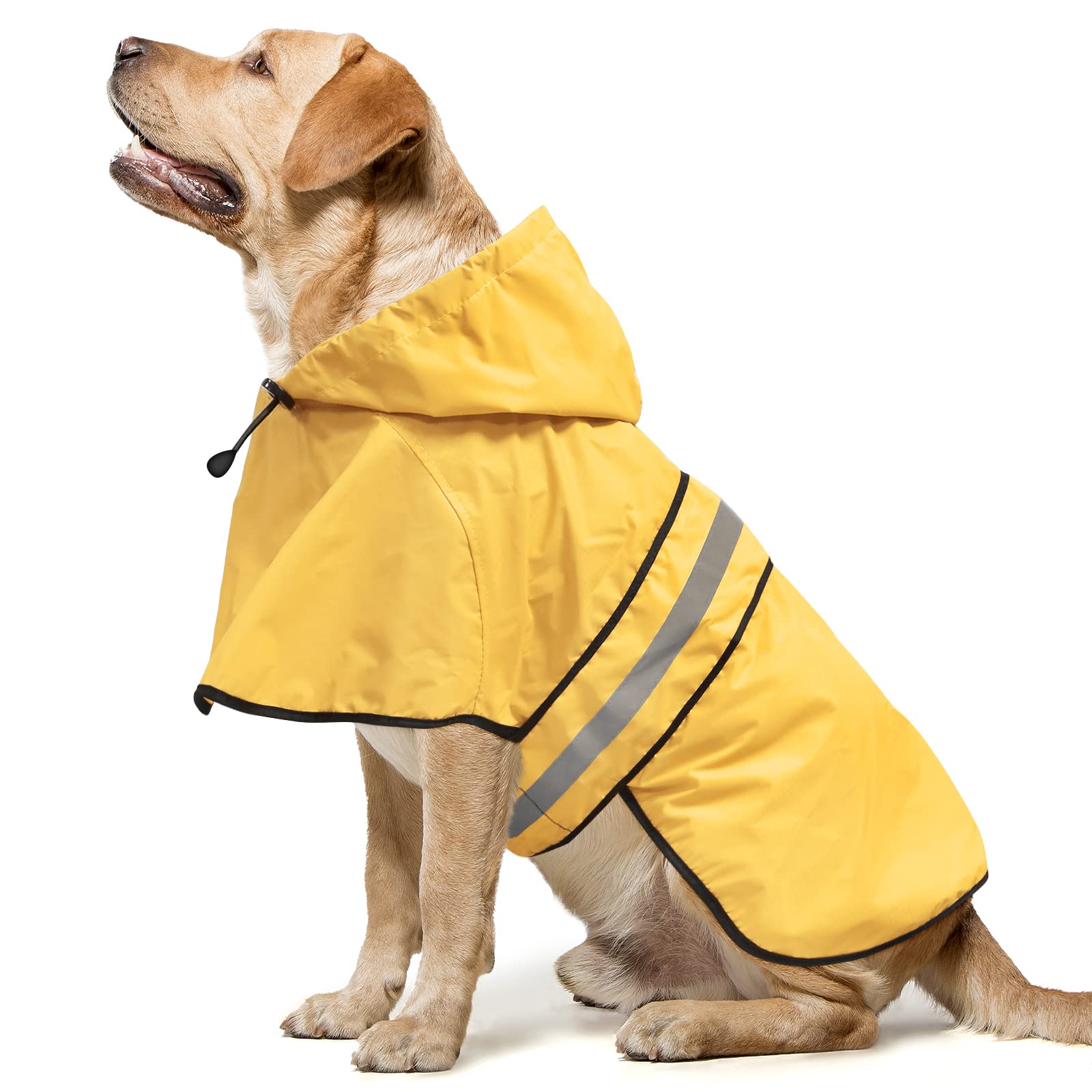 Domagiker Reflective Waterproof Dog Raincoat - Lightweight Dog Rain Jacket With Hooded, Adjustable Pet Rain Coat Poncho Slicker 