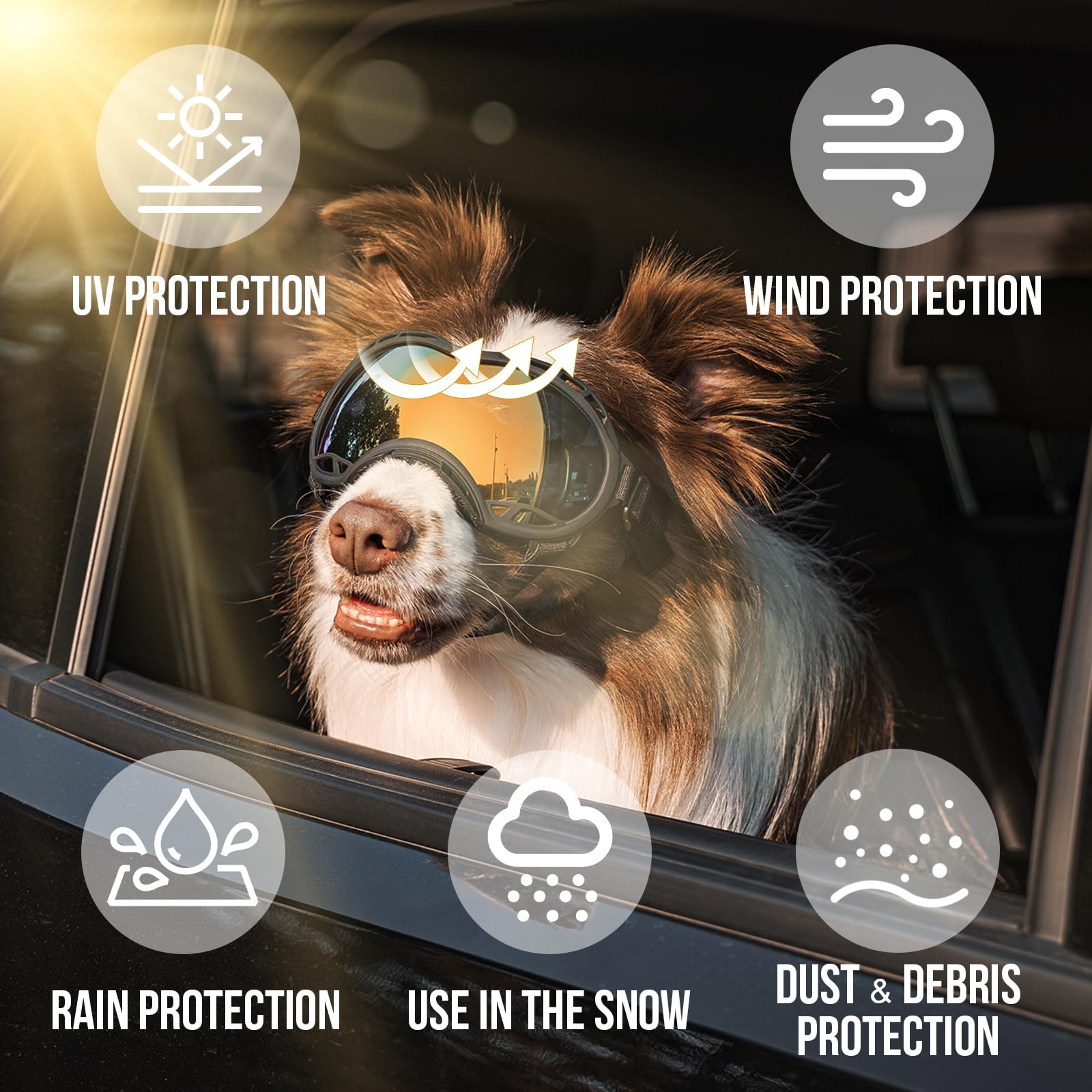 Onetigris Dog Goggles, Dog Sunglasses For Large Dogs With Adjustable Strap Uv Protection, Windproof, Suitable For Medium Large B