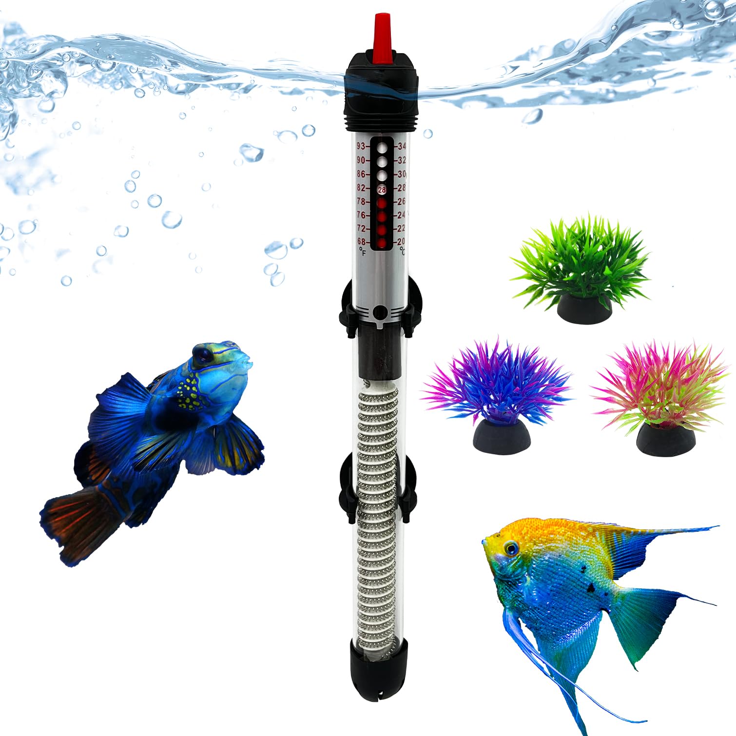Fish Tank Aquarium Heater - Adjustable Temperature Submersible Thermostat Heater,25W/50W/100W/150W/200W/300W