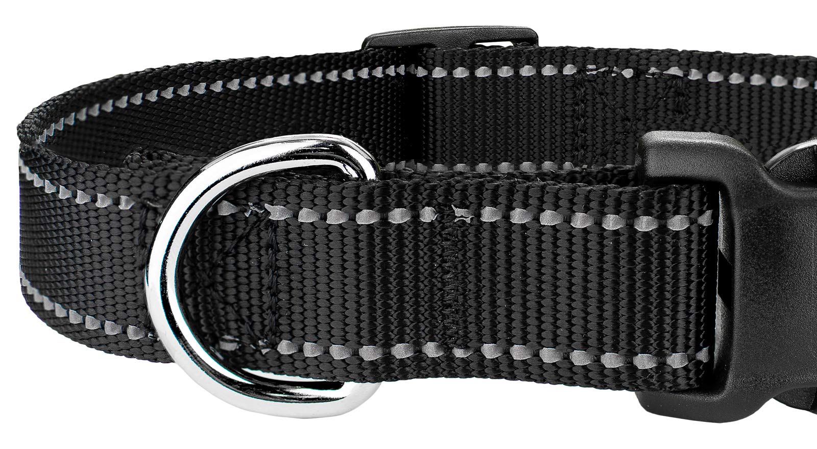 Country Brook Petz - Deluxe Black Reflective Nylon Dog Collar - Extra Large