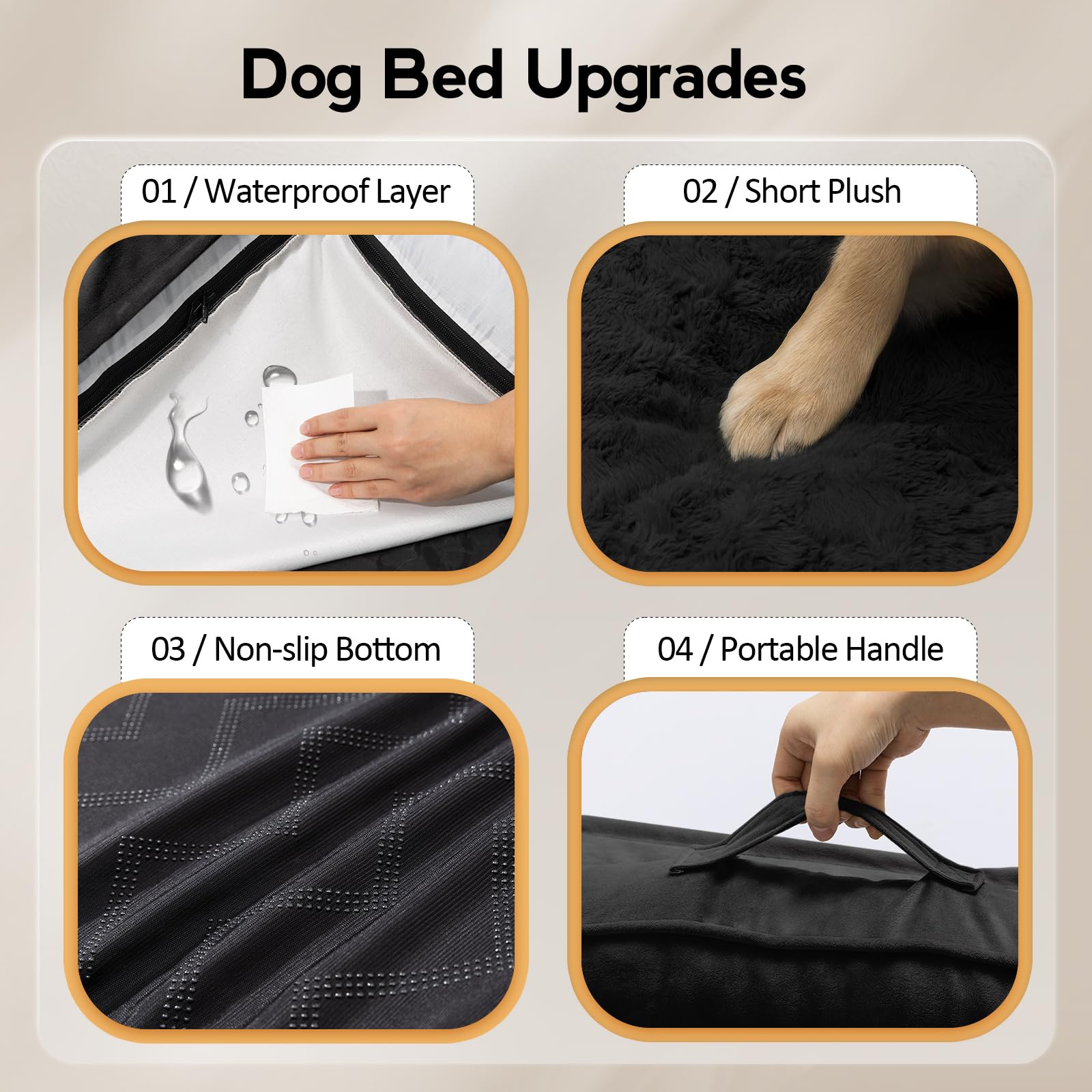 Mekiy Large Orthopedic Dog Bed With Sides Big Dog Beds With Removable Washable Cover Non-Slip Waterproof Pet Bed For Medium Larg