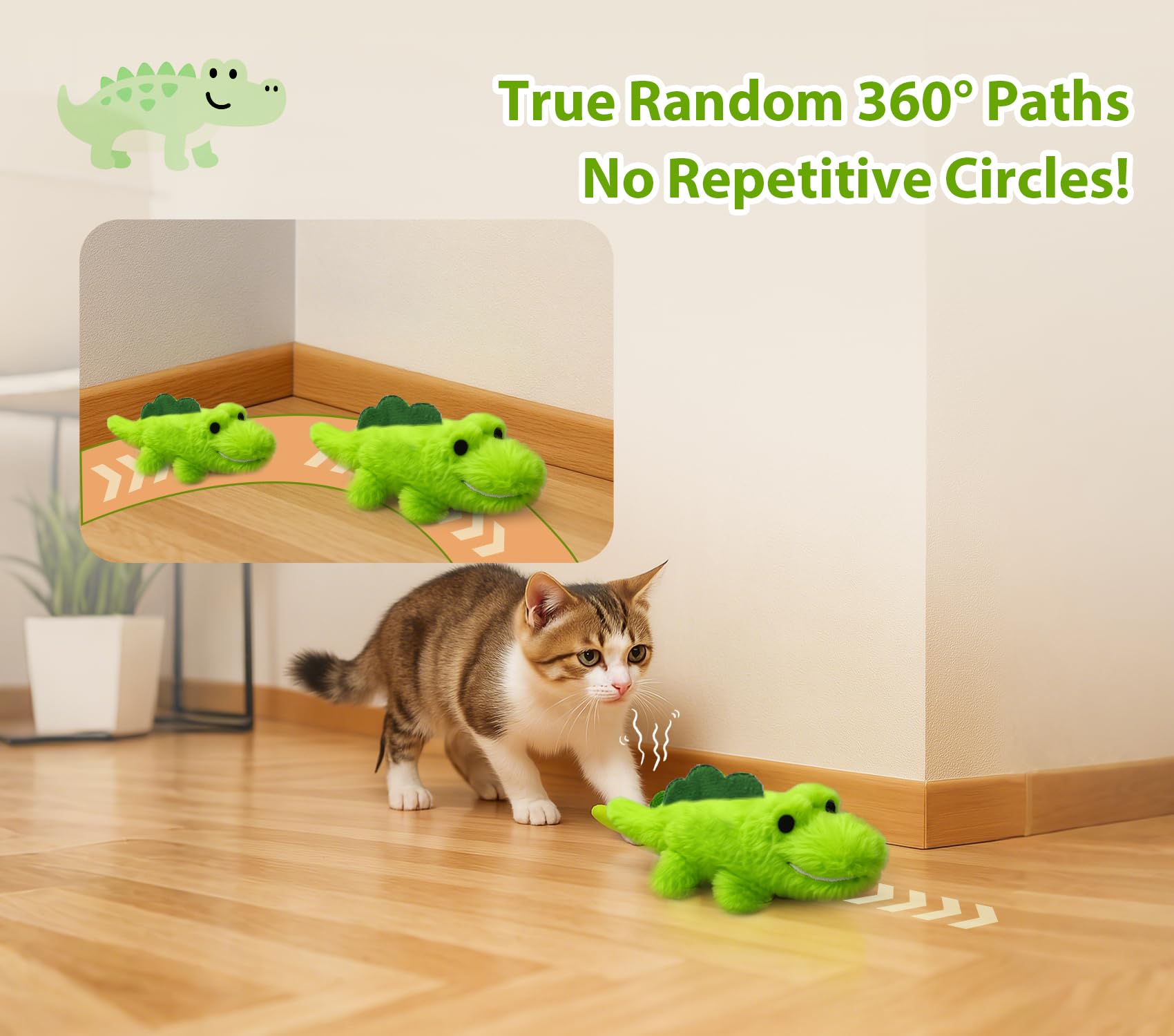 ZeLing HTL Interactive Cat Toys for Indoor Cats - Automatic Moving Cat Chase Toy for Bored Indoor Adult Cats - 360 Random Moveme