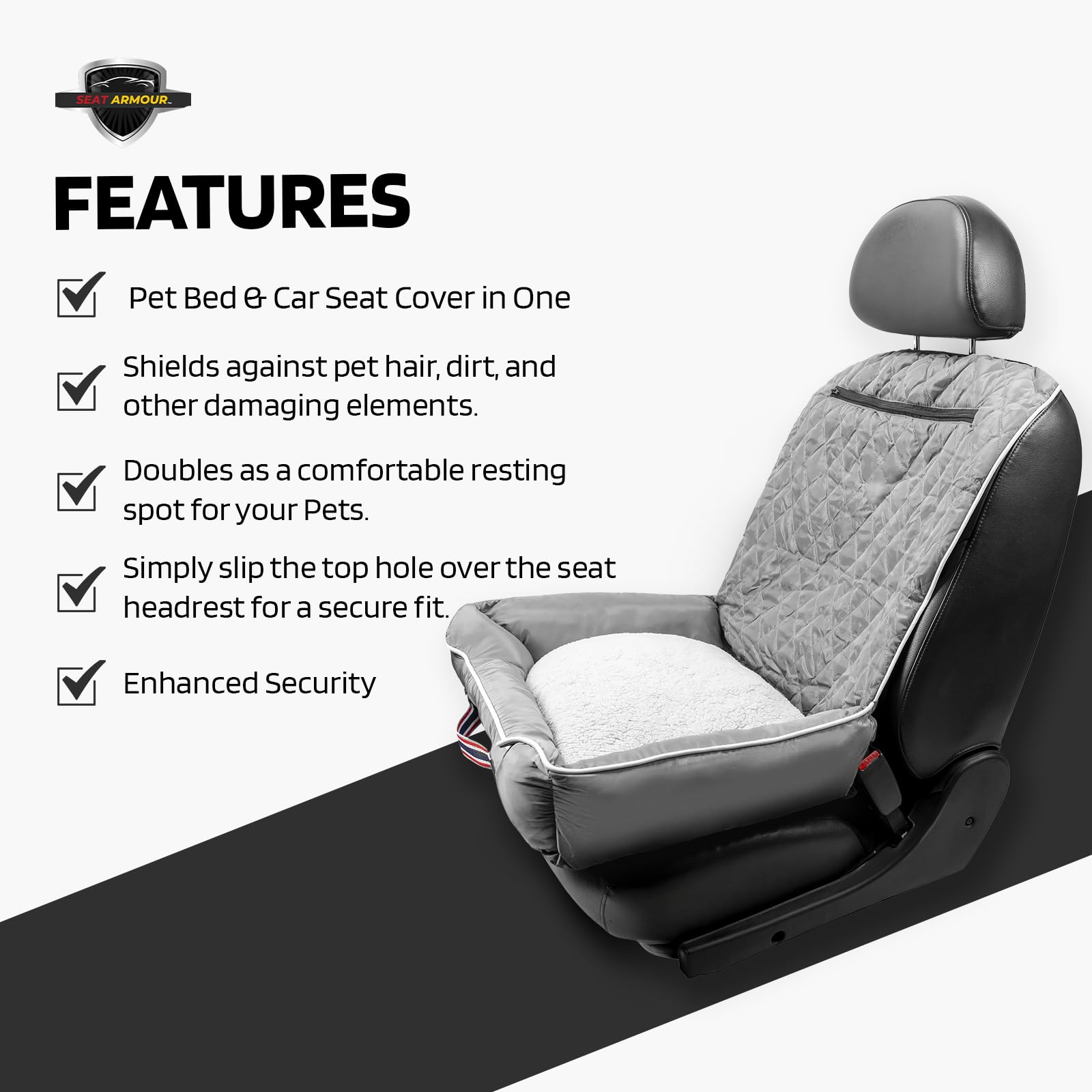 Comfort Grey Pet Bed and Car Seat