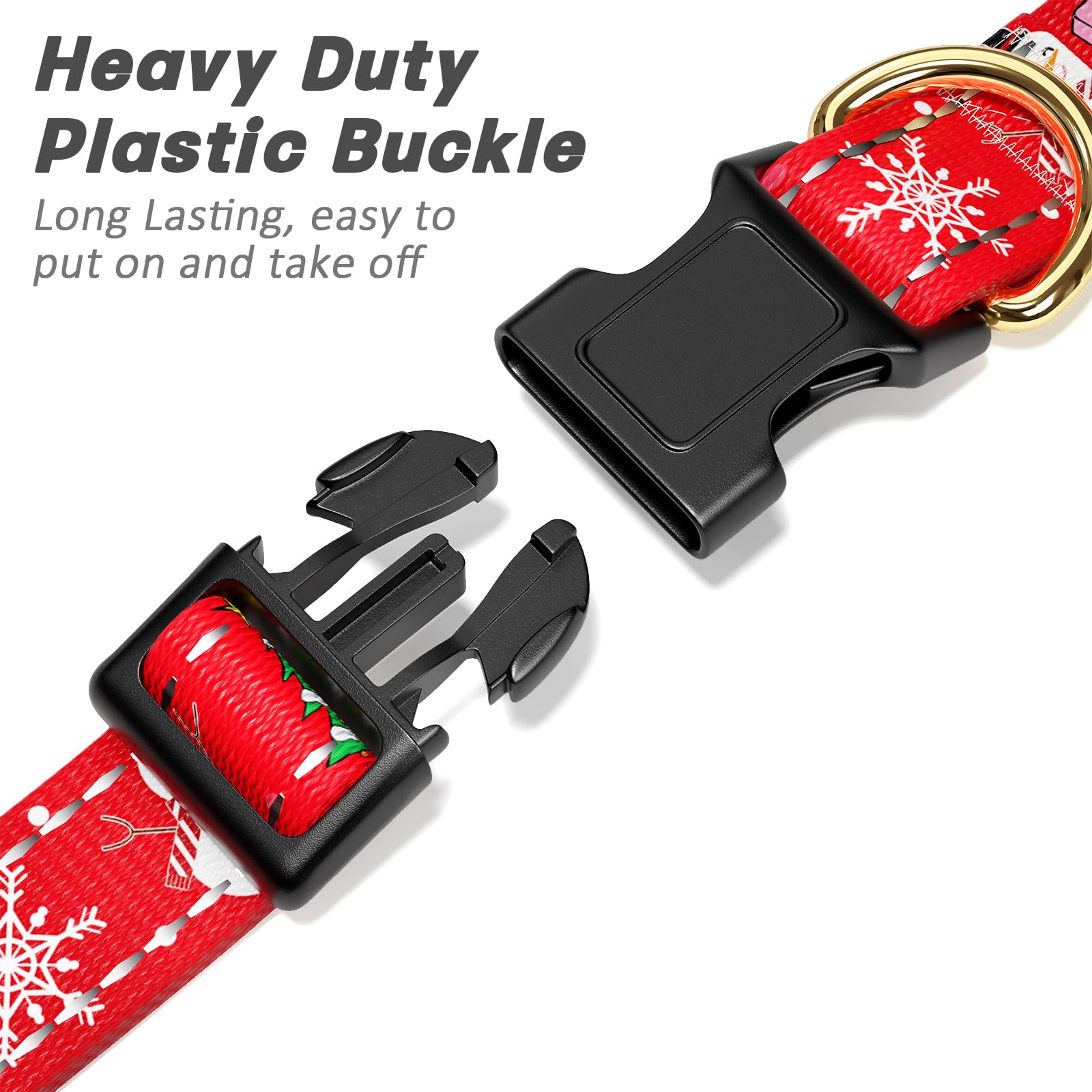 Tmoodel Reflective Dog Collar - Cute Christmas Style For Small Dogs, Soft Nylon Puppy Collar With Adjustable Size And Quick Rele