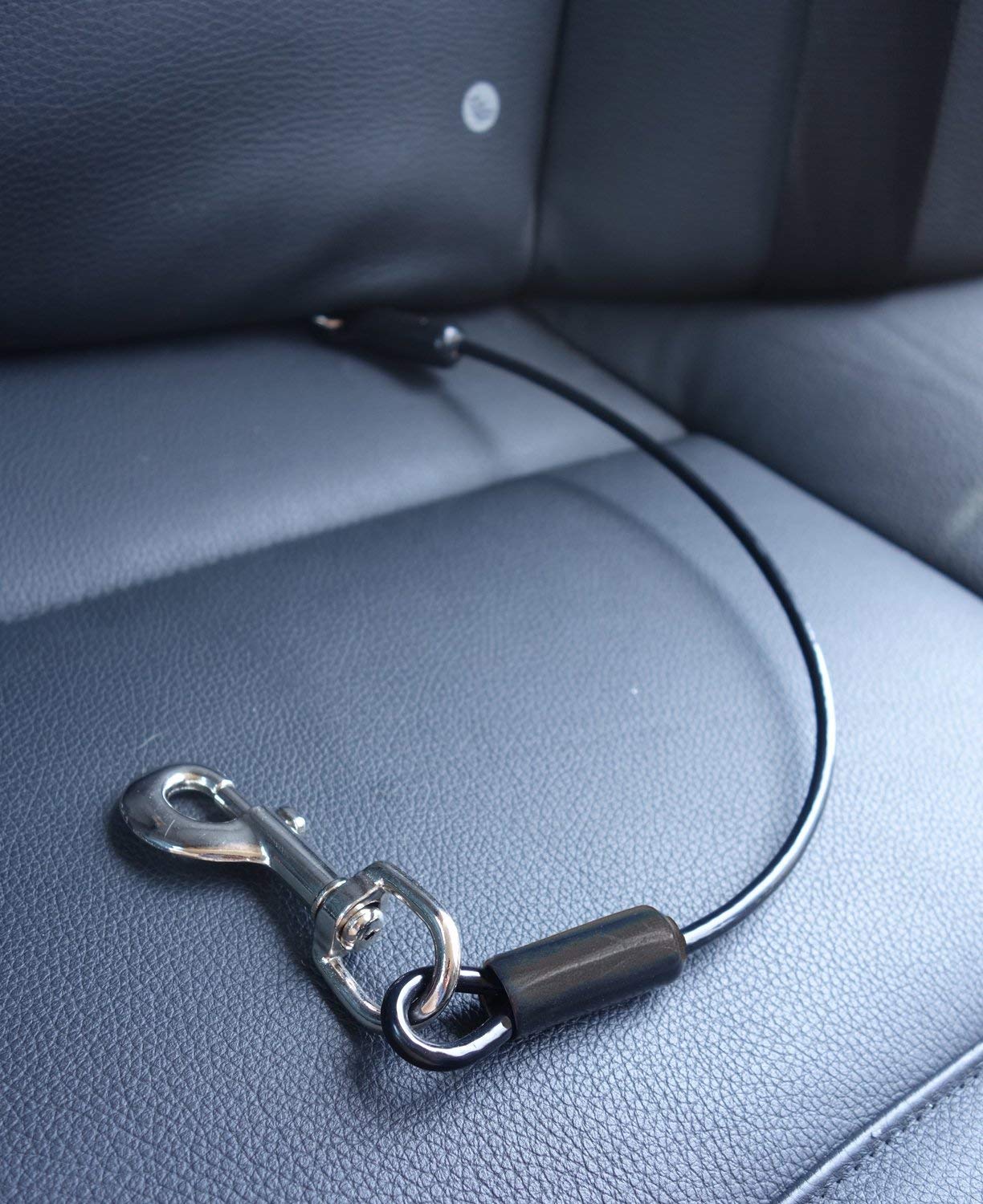 Leash Boss Dog Seat Belt Restraint - No-Chew Heavy Duty Car Seatbelt For Dogs, Coated Steel Rope For Safety, Adjustable Tether F