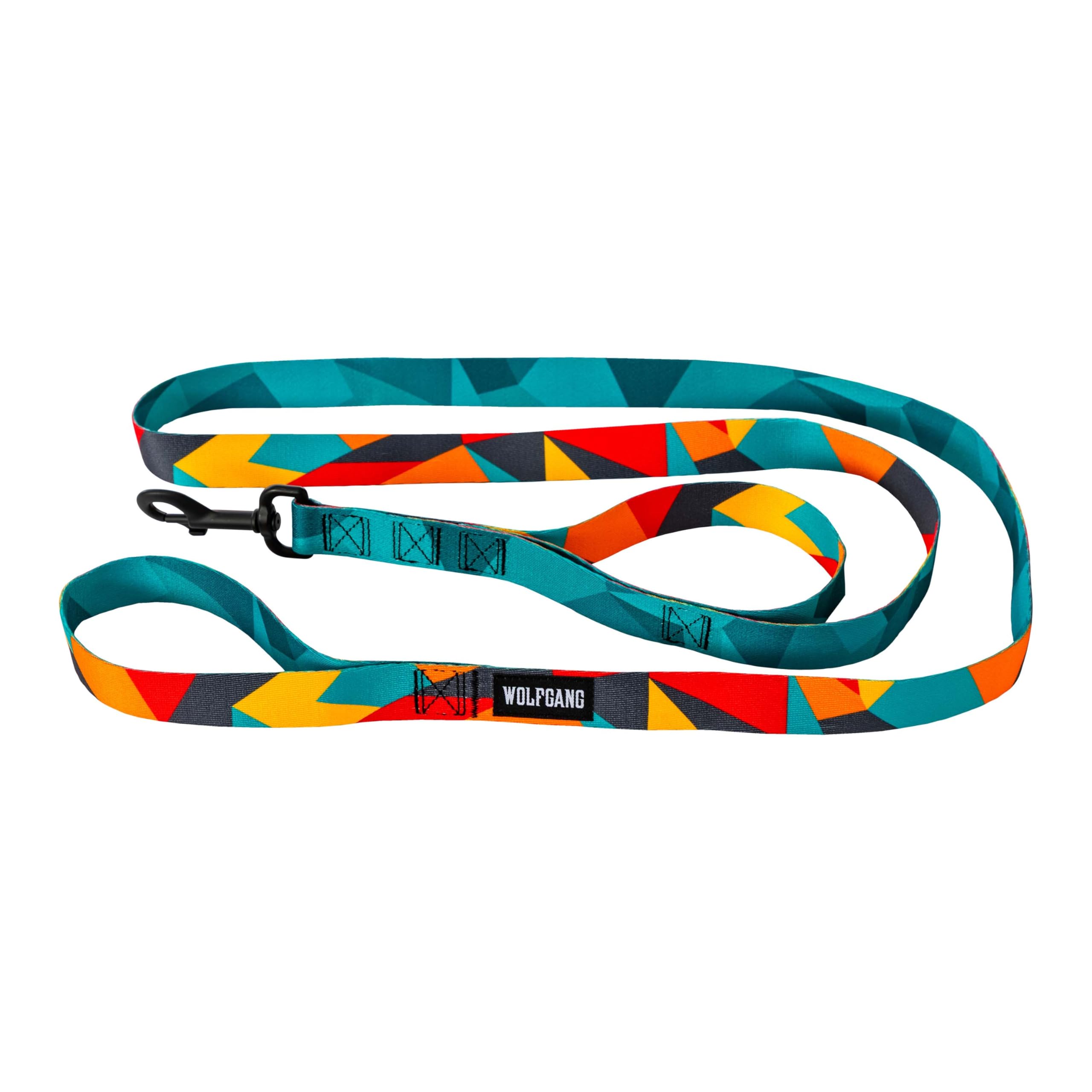 Wolfgang Heavy Duty Dog Leash, Pull-Tested To Over 800 Lbs For Walking & Training, Shattershapes Print, Dual-Handle Large