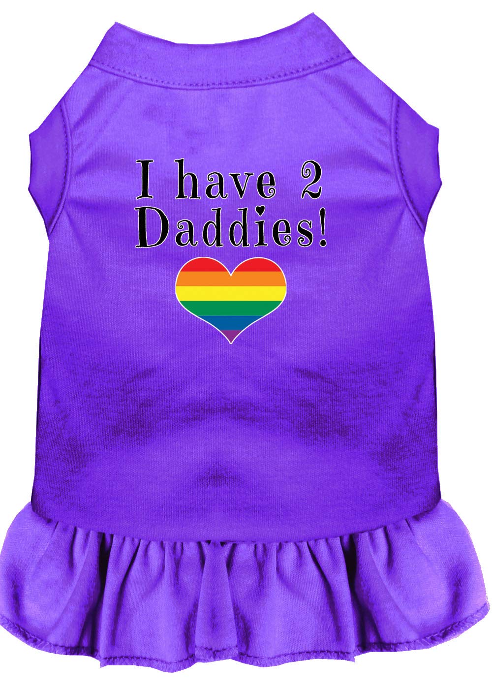 Pet Dog & Cat Dress Screen Printed, "I Have 2 Daddies" Purple SM (3-6 lbs.)