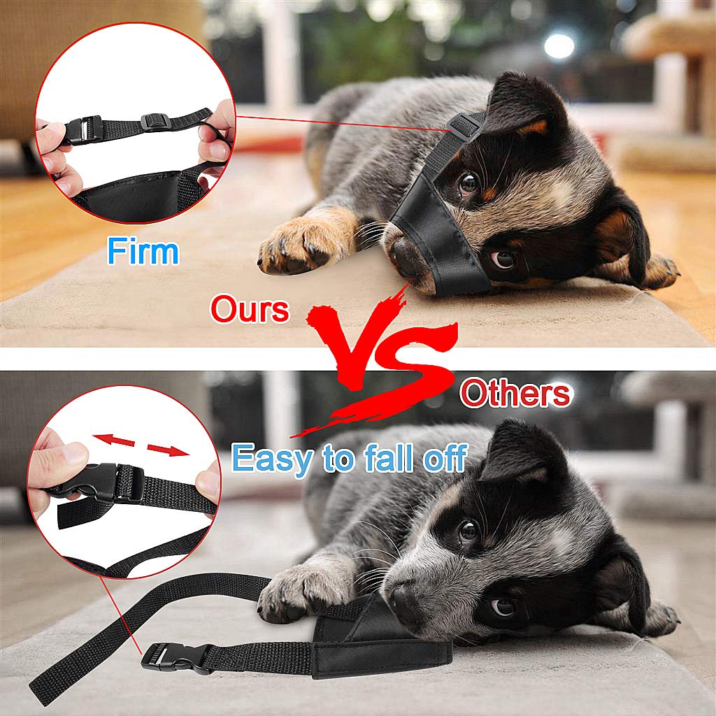 Ewinever 5Pcs/Set Adjustable Breathable Safety Small Medium Large Extra Dog Muzzles For Anti-Biting Anti-Barking Anti-Chewing Safety Protection(Black)