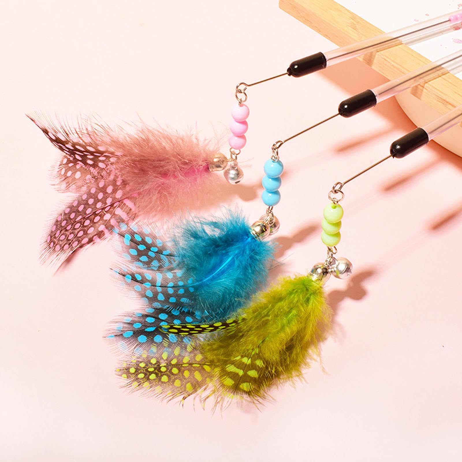The Style Sutracat Feather Toy Portable Training Toy Cat Teaser Stick For Kitty Cats Indoor Pink|Pet Supplies | Cat Supplies | T